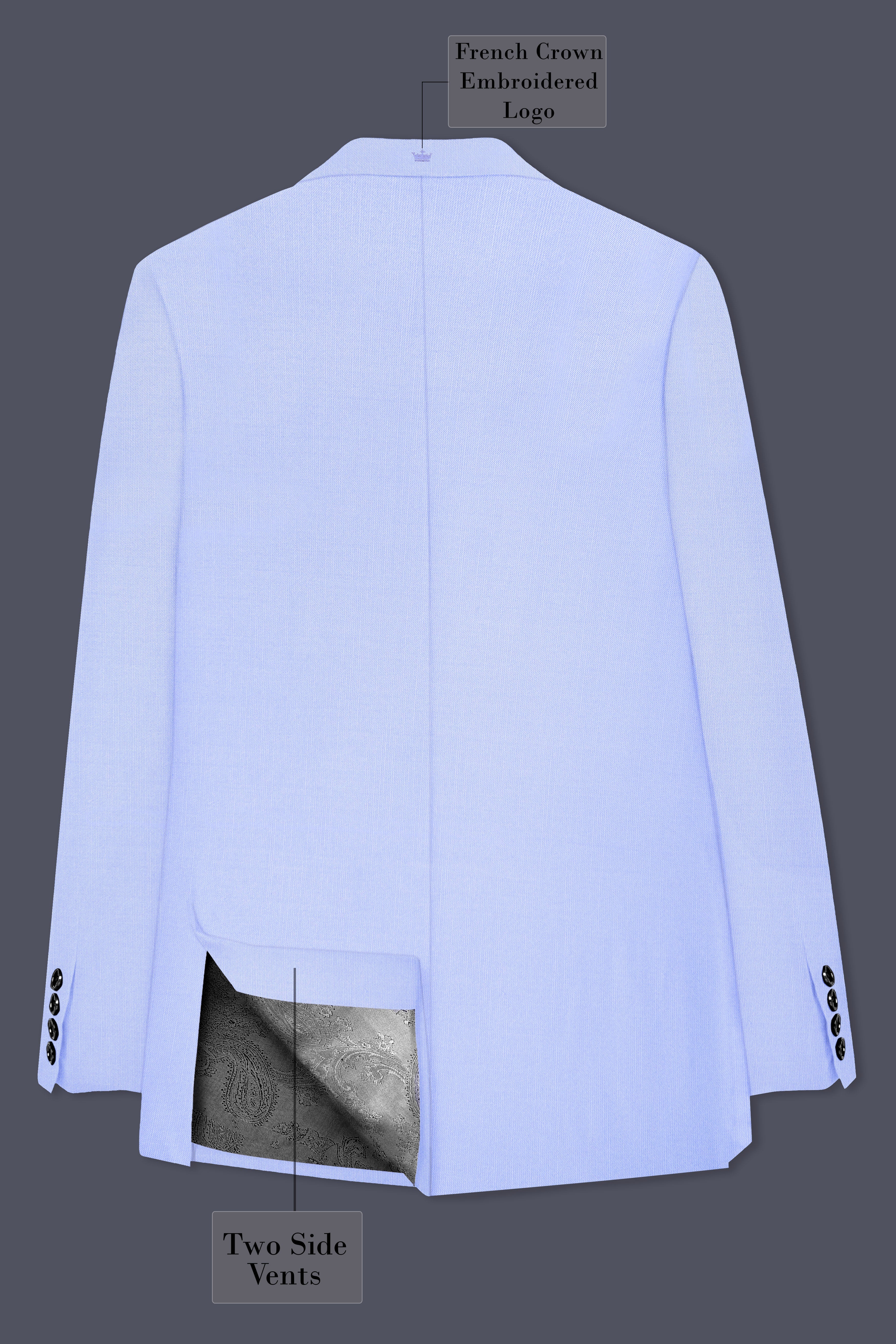 Periwinkle Blue Solid Wool Rich Single Breasted Stretchable traveler Suit