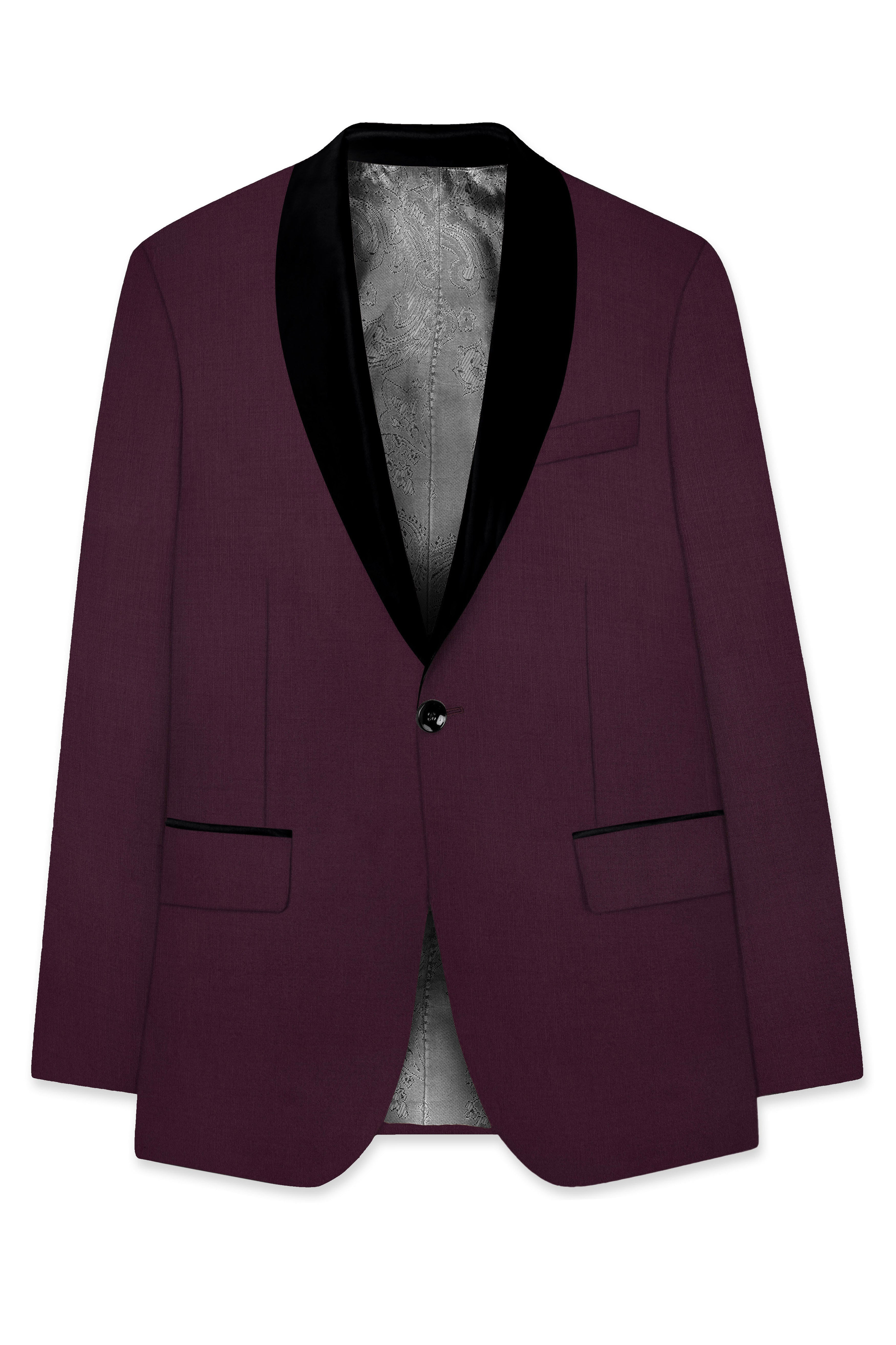 Merlot-Bistre Wine Maroon Wool Rich Tuxedo Slight Stretch Suit