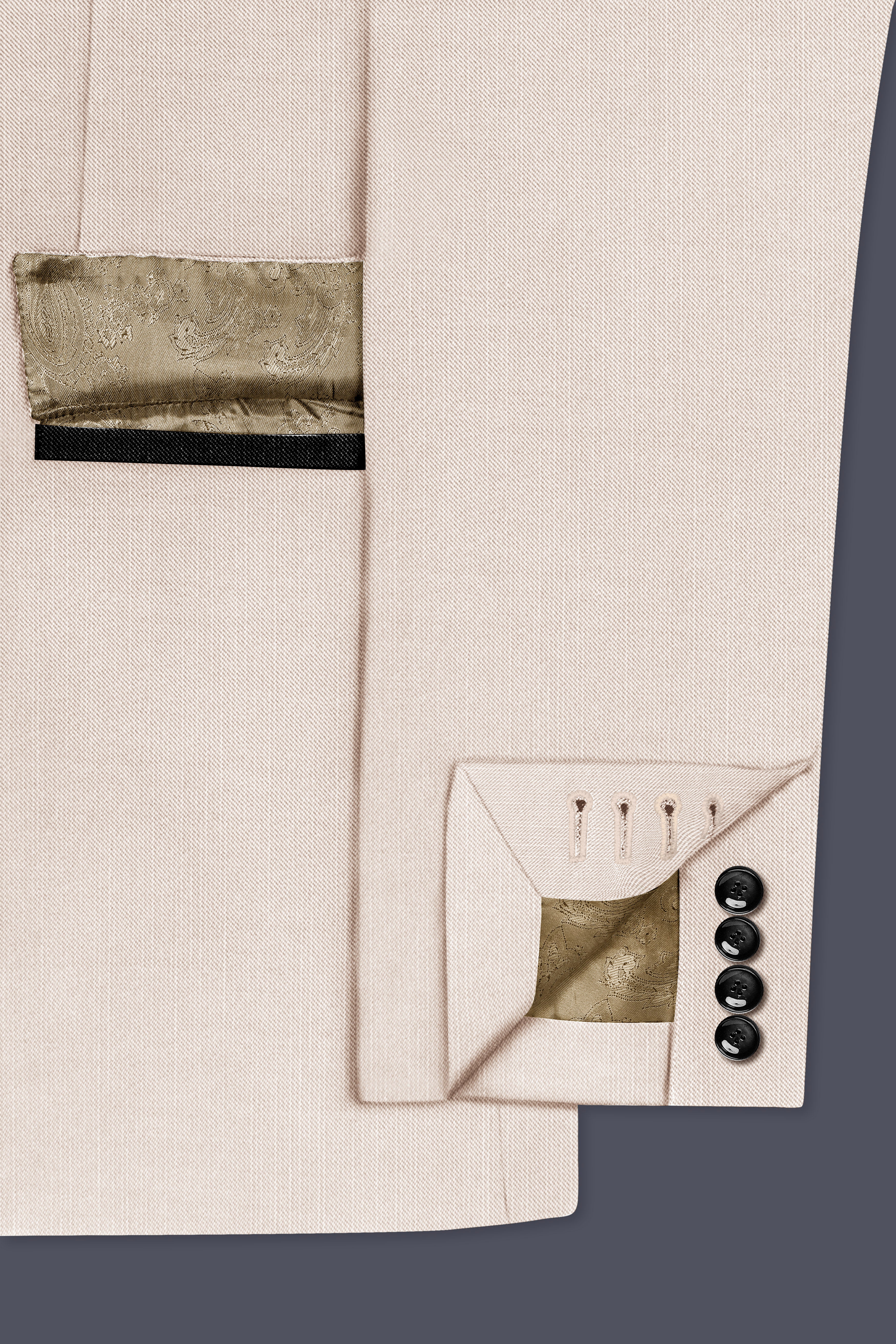 Biscotti-Parchment Cream Wool Rich Tuxedo Slight Stretch Suit