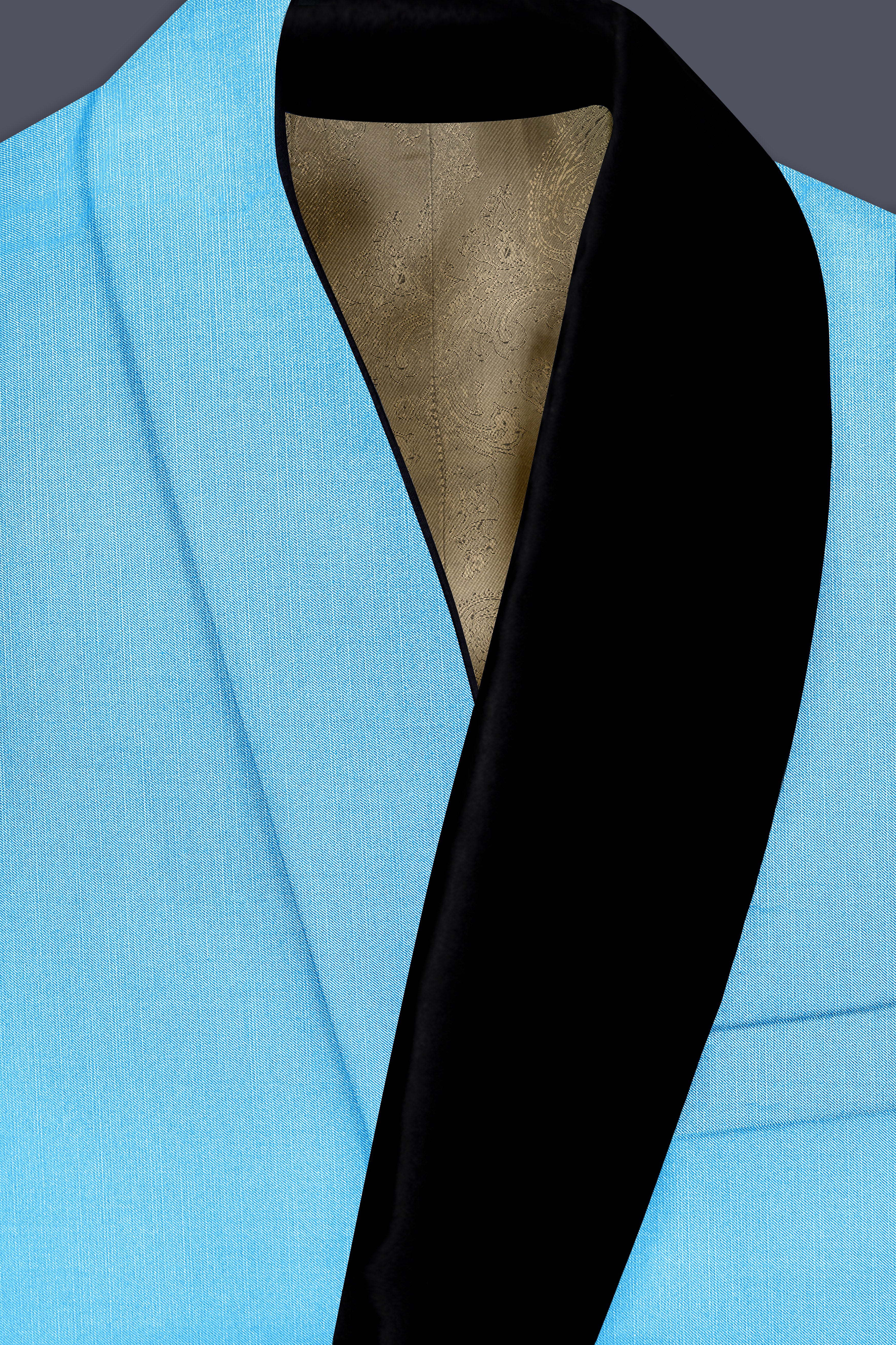 Iceland-Aquamarine Blue Wool Rich Tuxedo Stretchable Traveler Suit