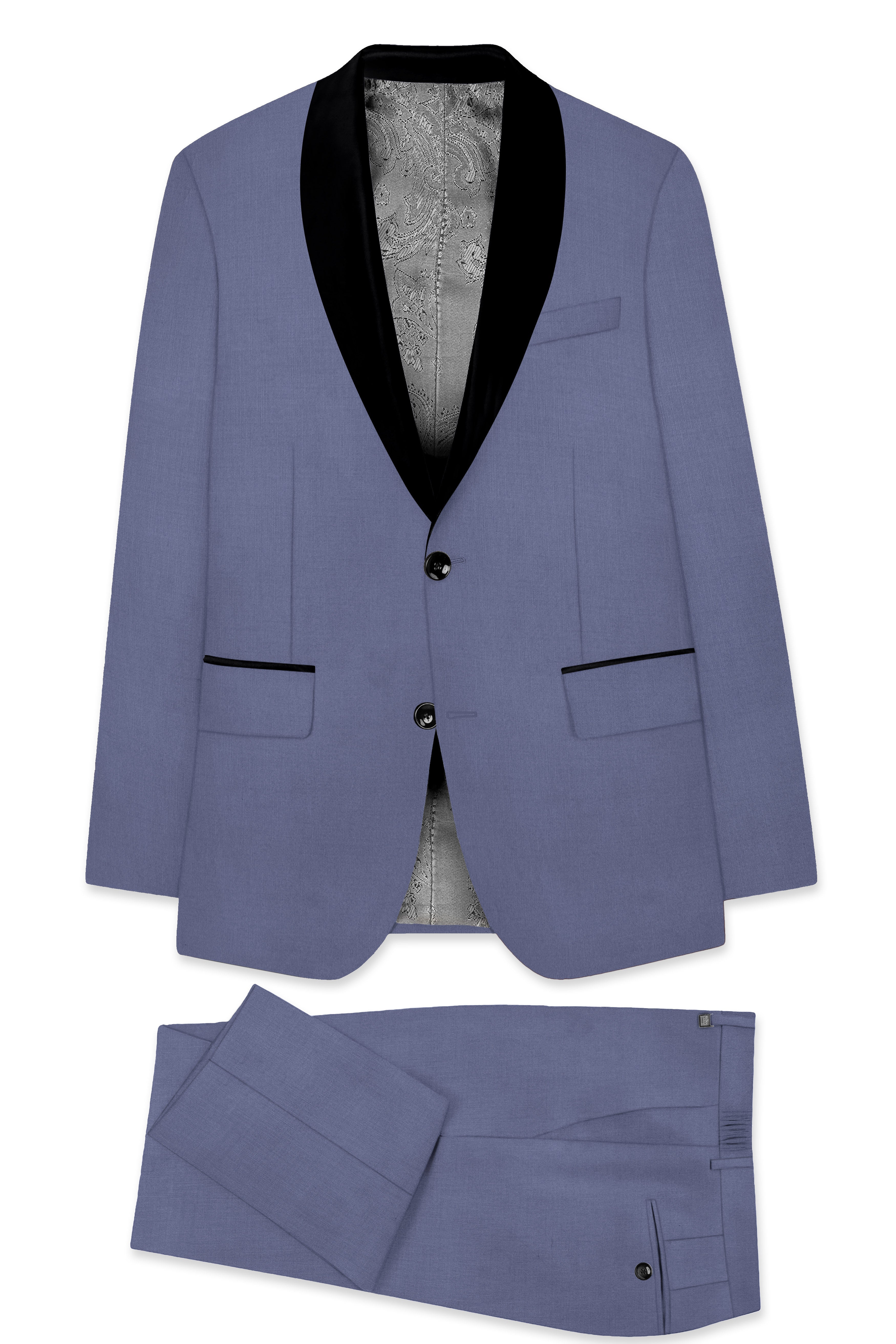 Zenith-Comet Blue Wool Rich Tuxedo Stretchable Traveler Suit