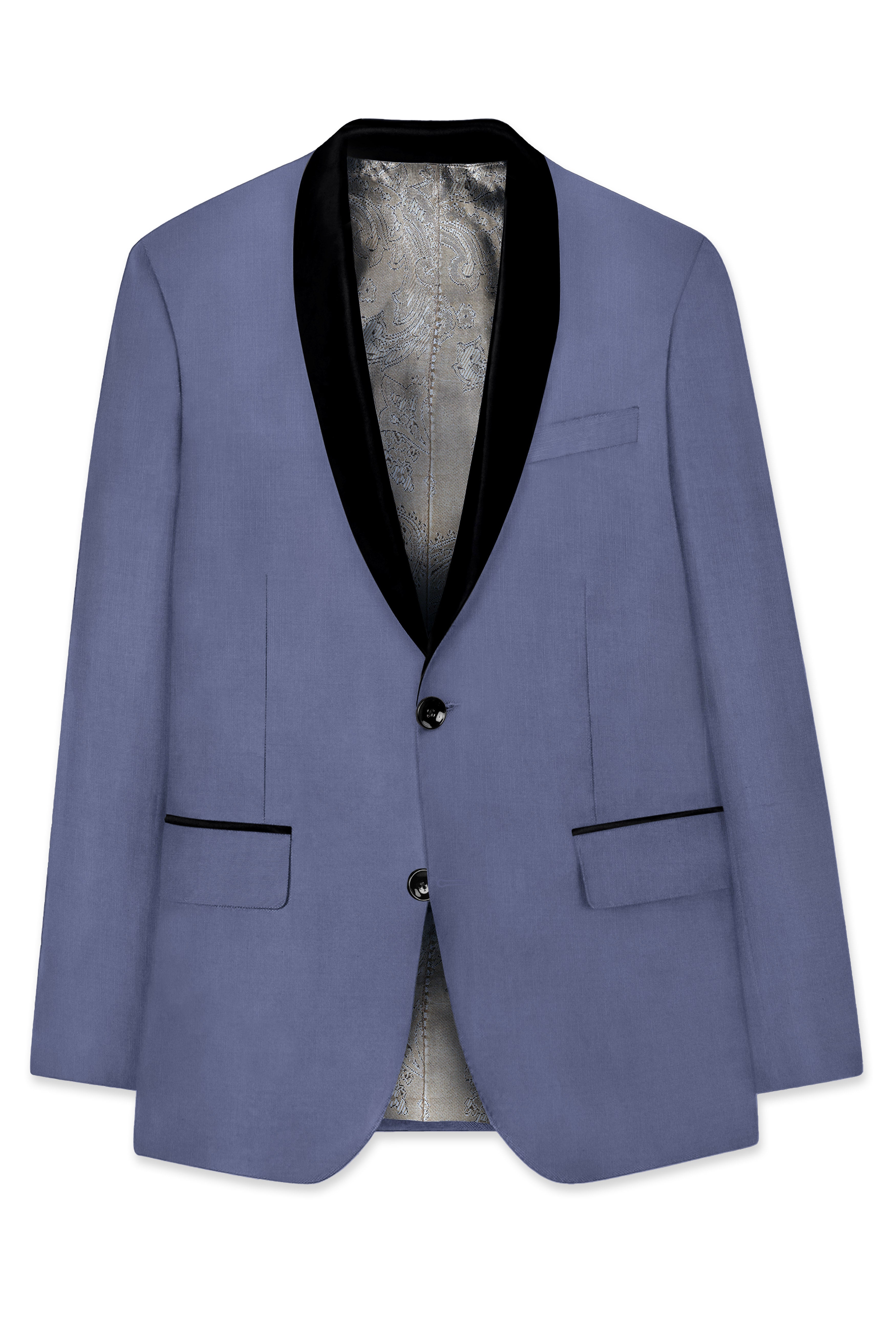 Zenith-Comet Blue Wool Rich Tuxedo Stretchable Traveler Suit