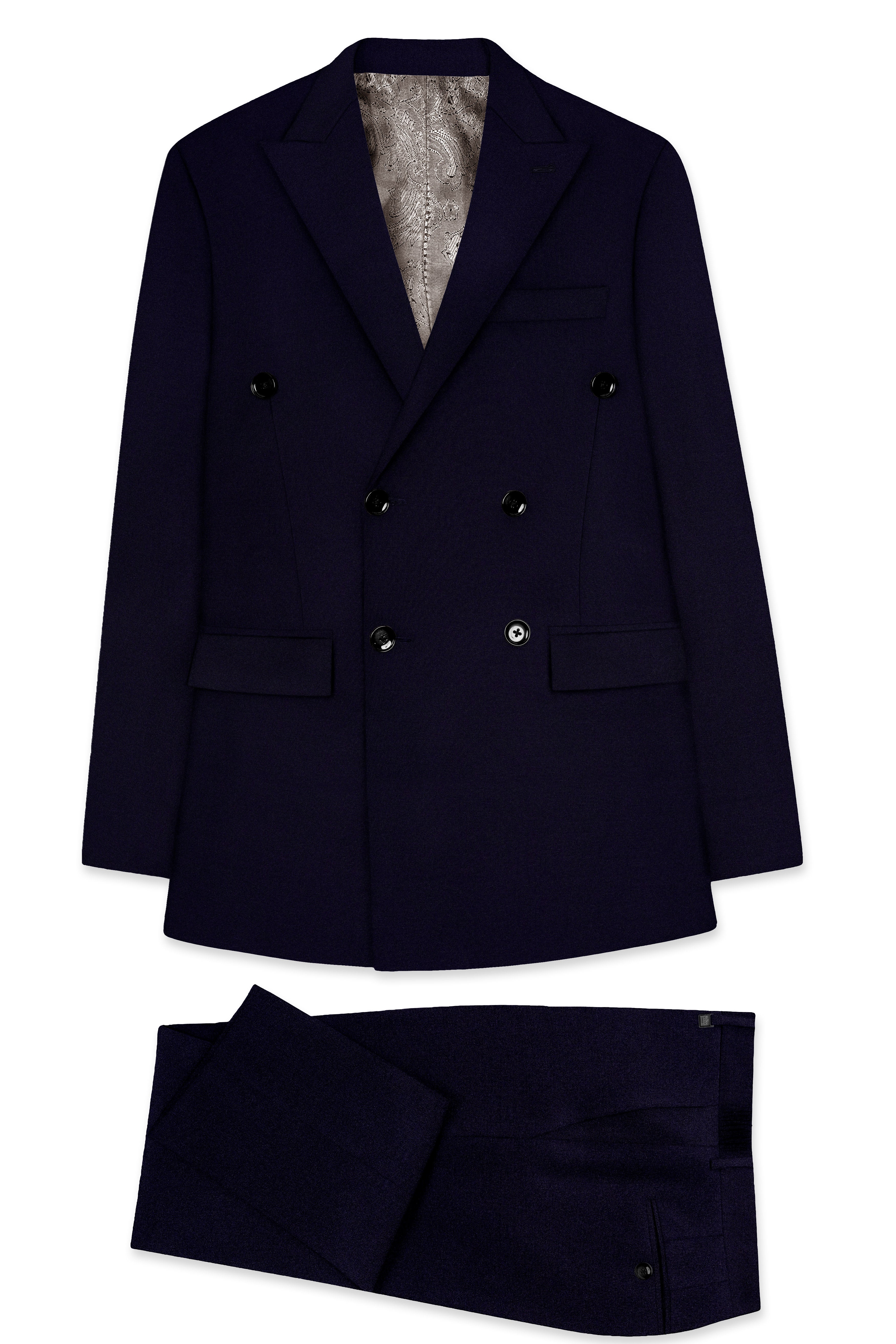 Vistaro-Korean Blue (The Best Blue We Have) Wool Rich Double Breasted Stretchable traveler Suit