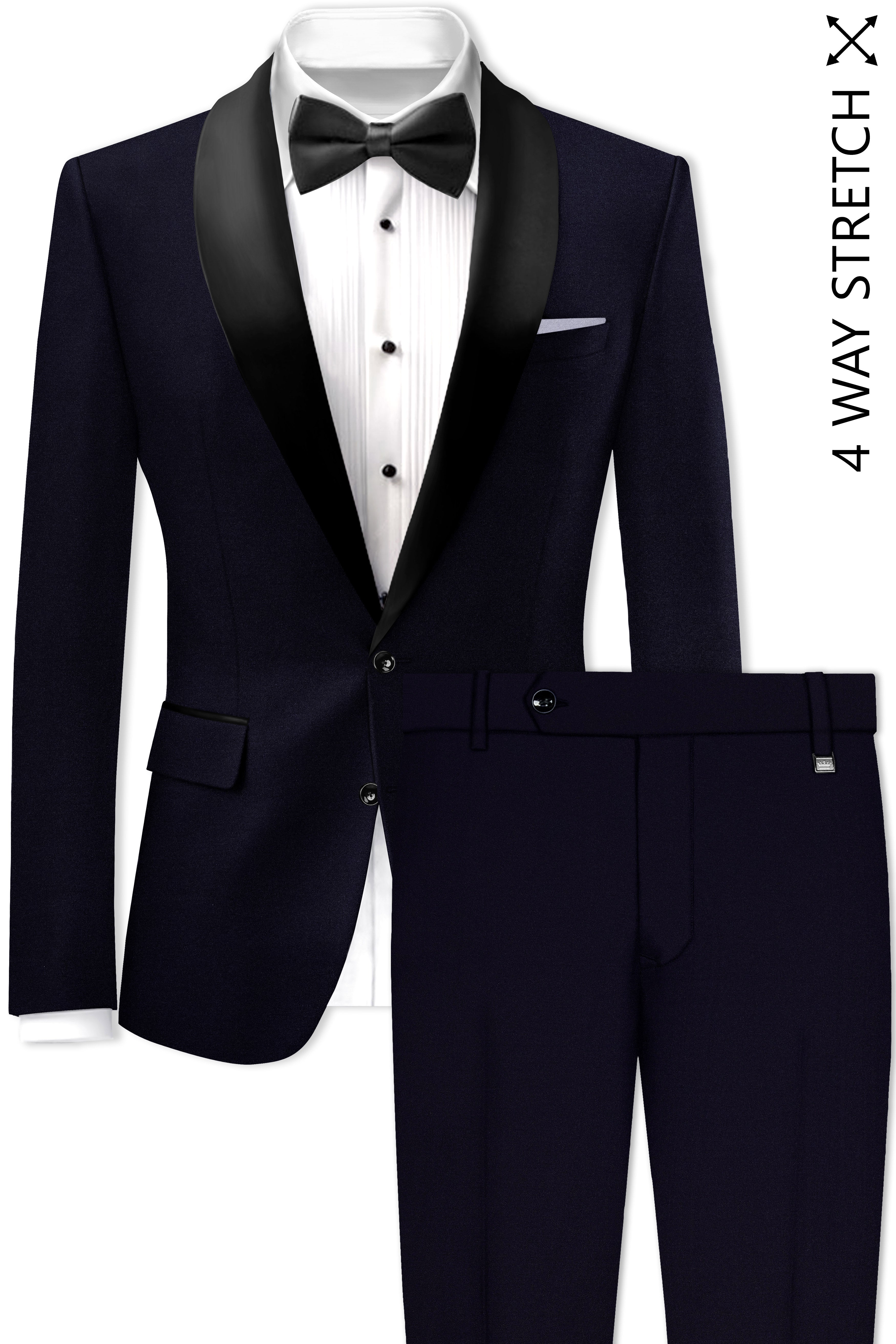 Vistaro-Korean Blue (The Best Blue We Have) 4-Way Stretch Wool Rich Tuxedo Slight Stretch Suit