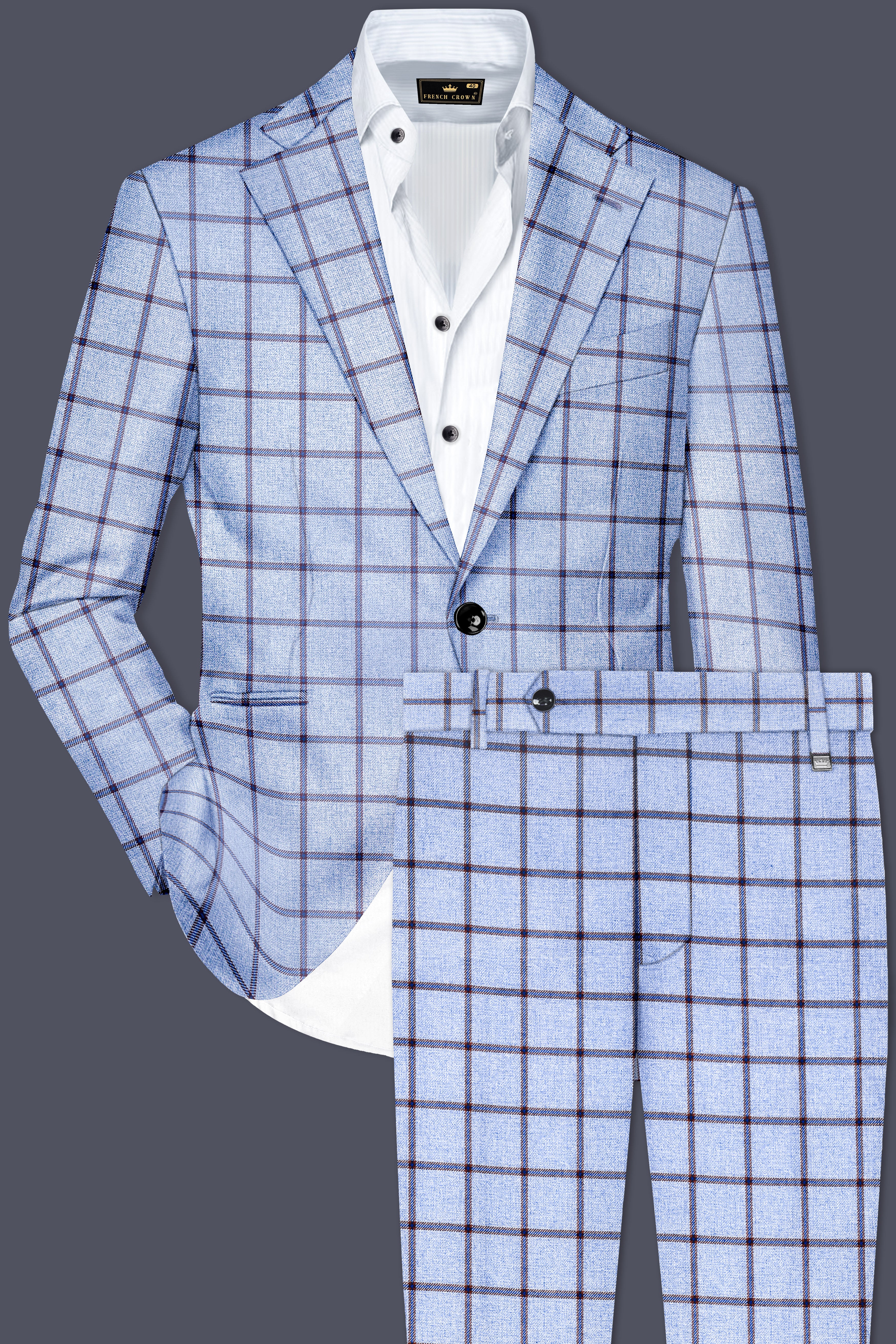 Mistrel-Spun Pearl Blue Windows Wool Rich Single Breasted Suit