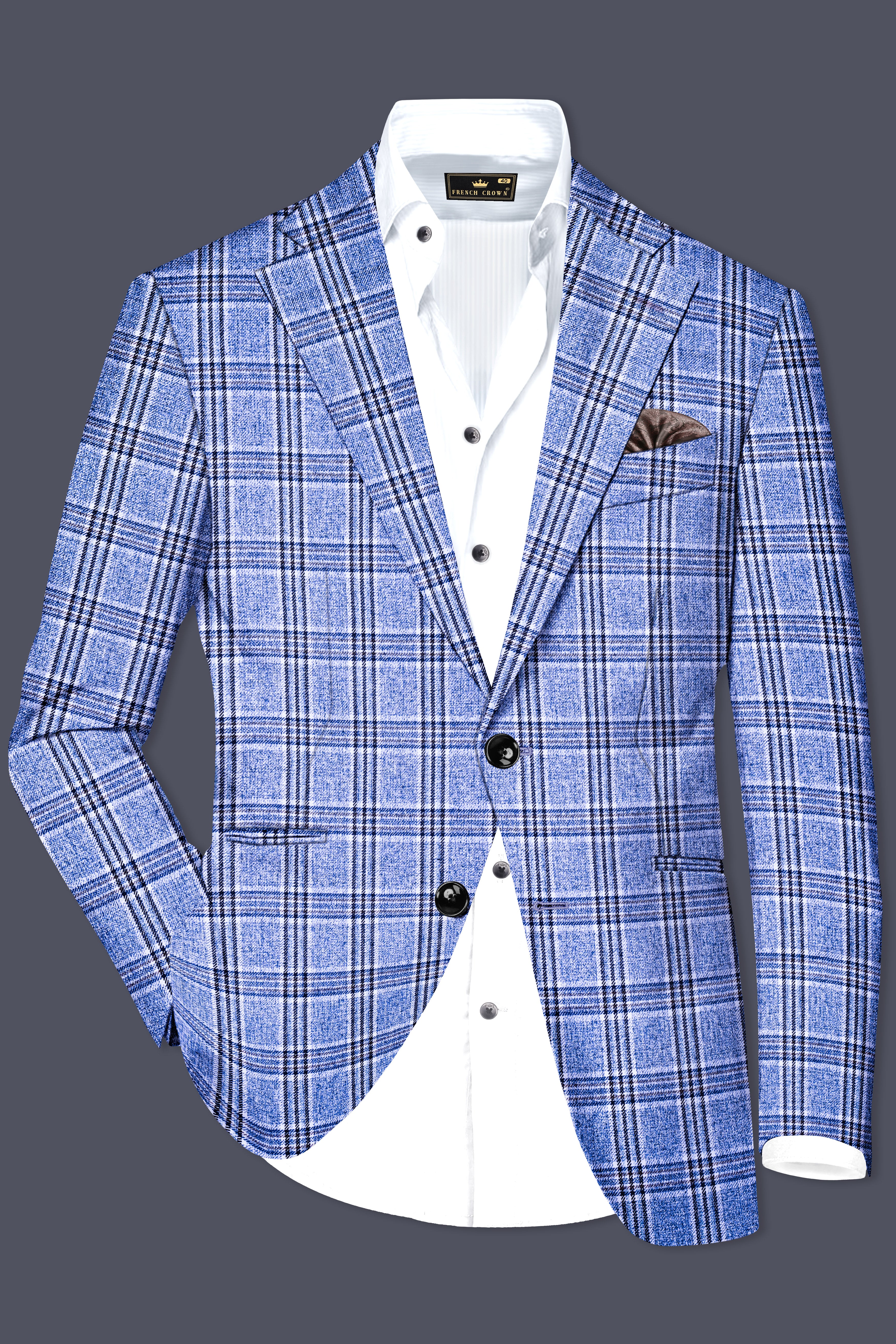 Ceriste-Bayoux Blue Plaid Wool Rich Single Breasted Suit