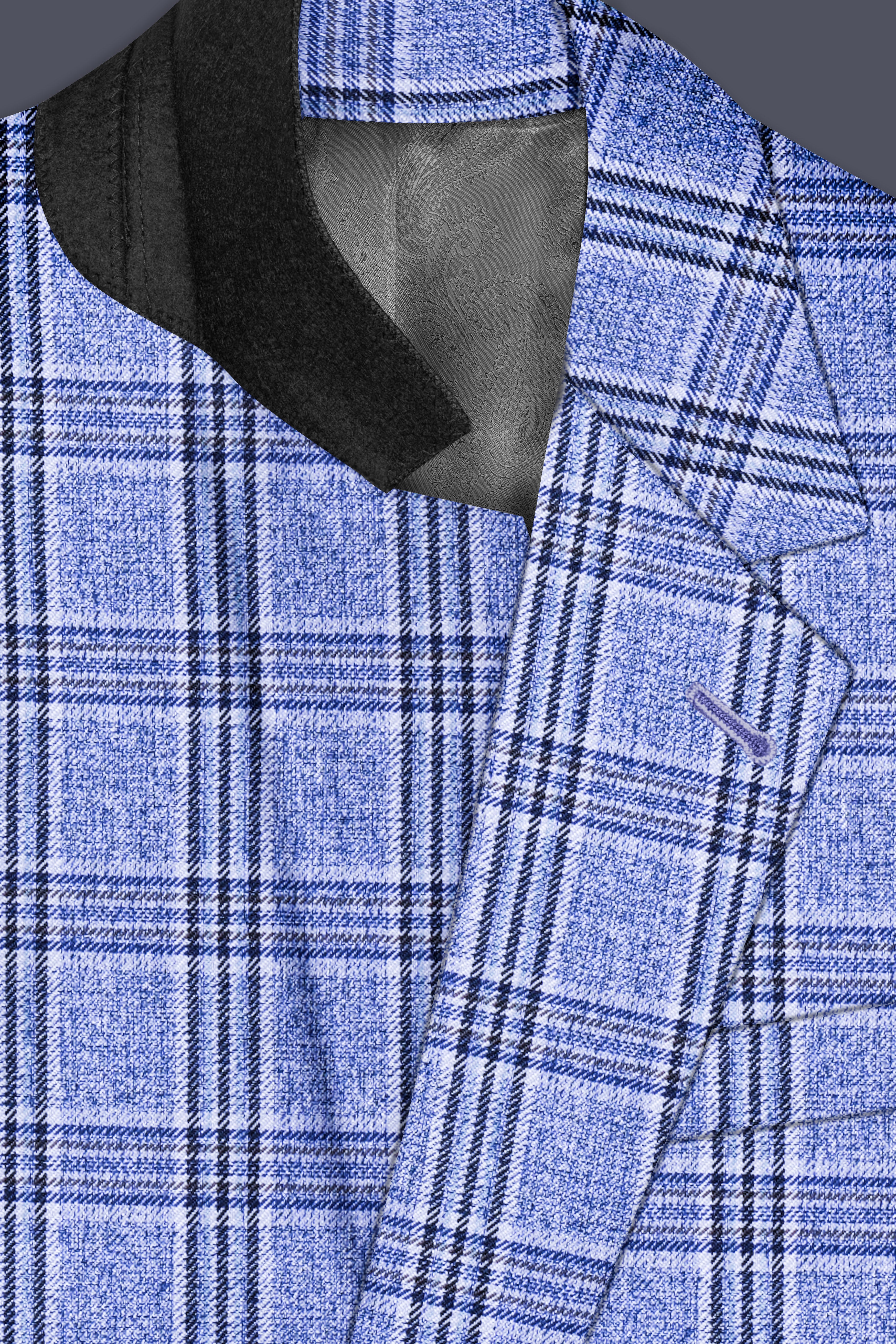 Ceriste-Bayoux Blue Plaid Wool Rich Single Breasted Suit