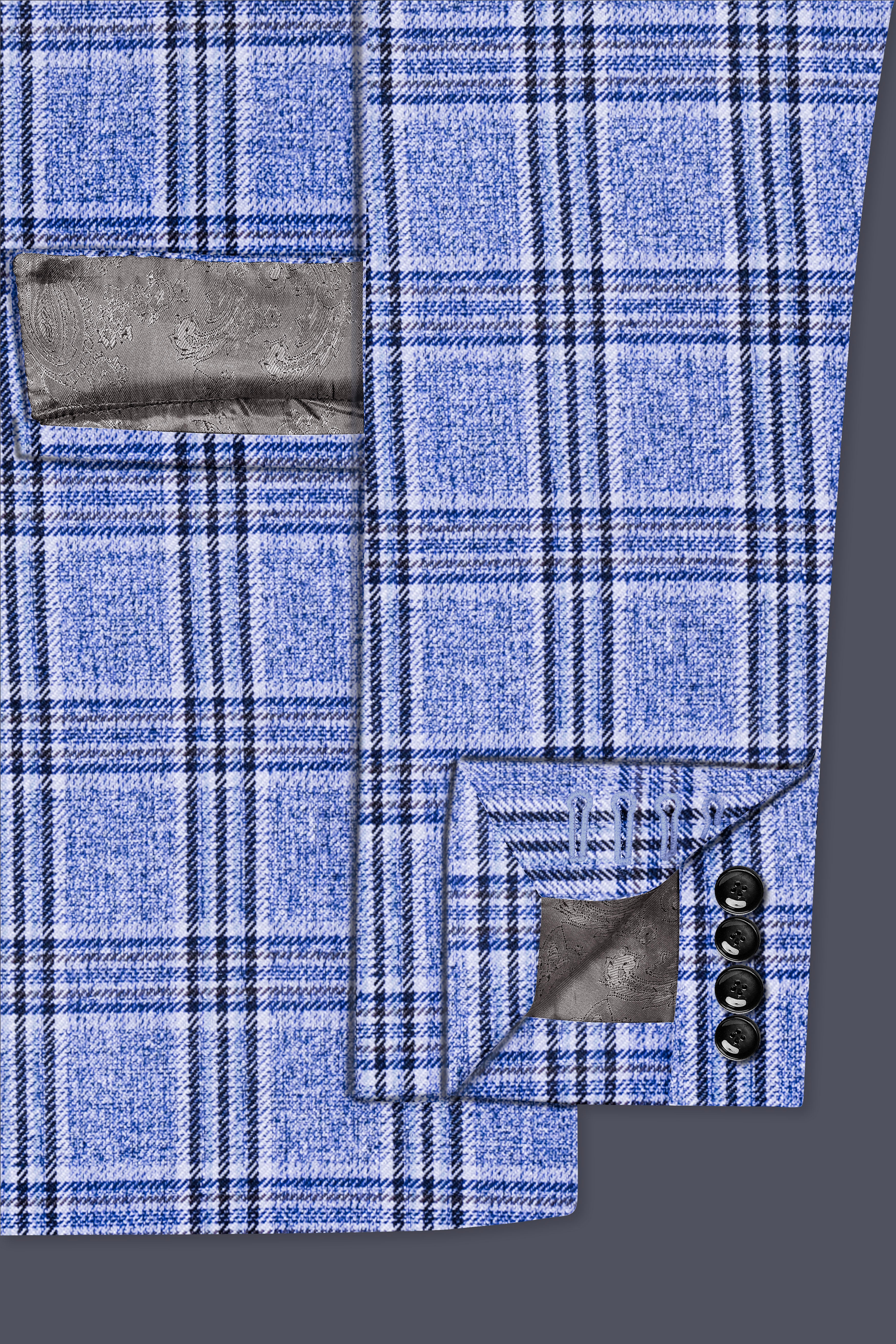 Ceriste-Bayoux Blue Plaid Wool Rich Single Breasted Suit
