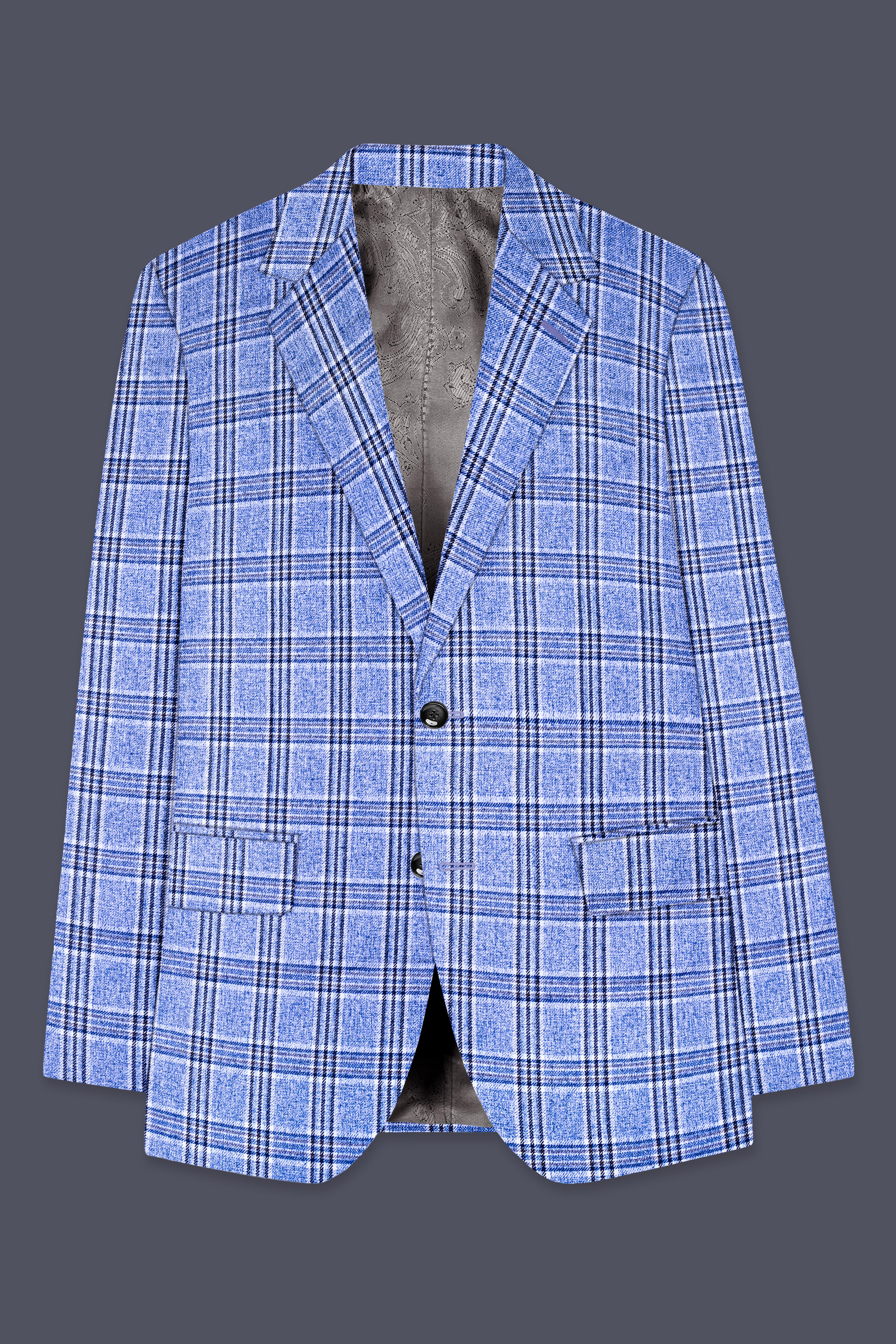 Ceriste-Bayoux Blue Plaid Wool Rich Single Breasted Suit