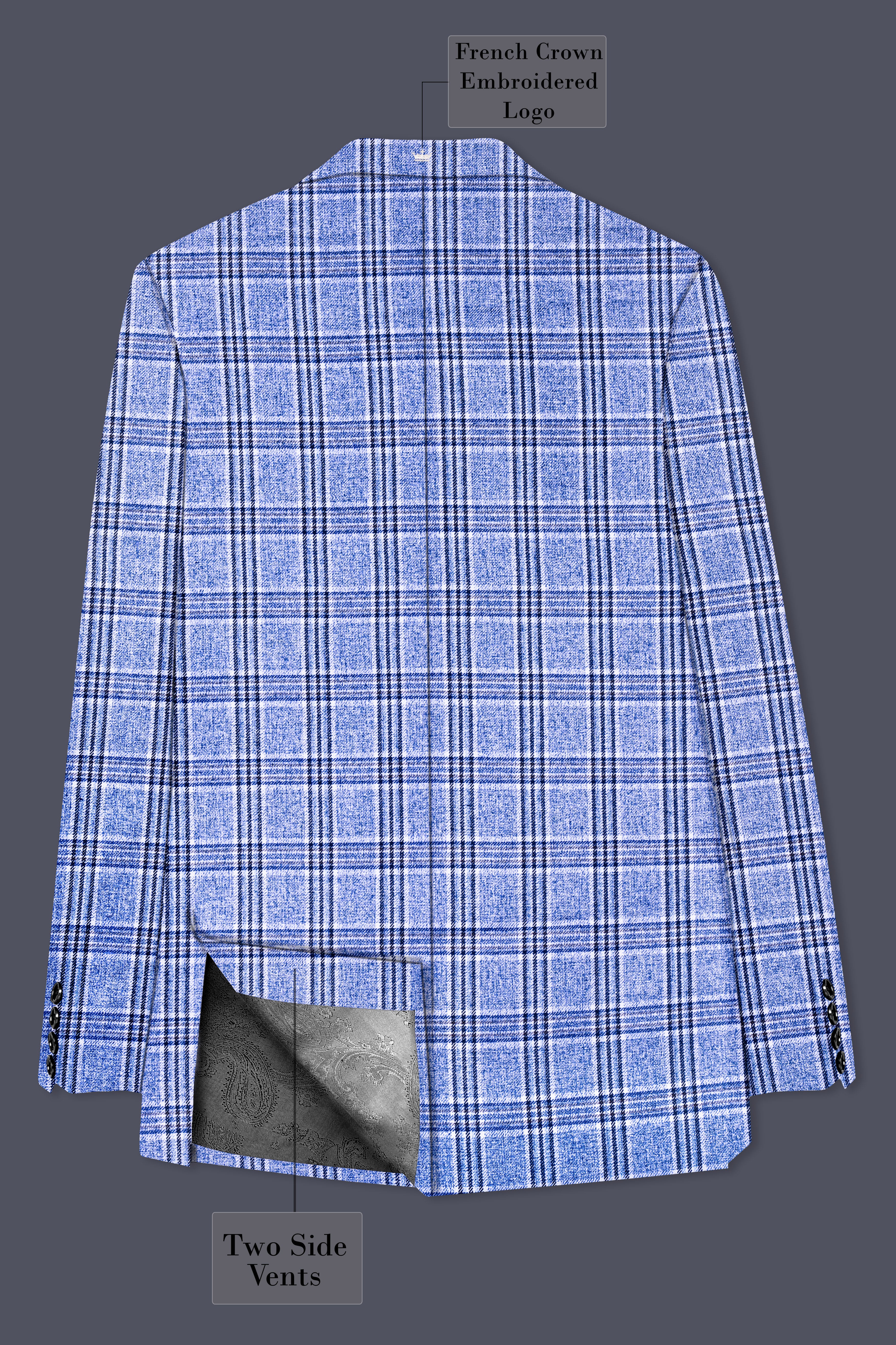 Ceriste-Bayoux Blue Plaid Wool Rich Single Breasted Suit