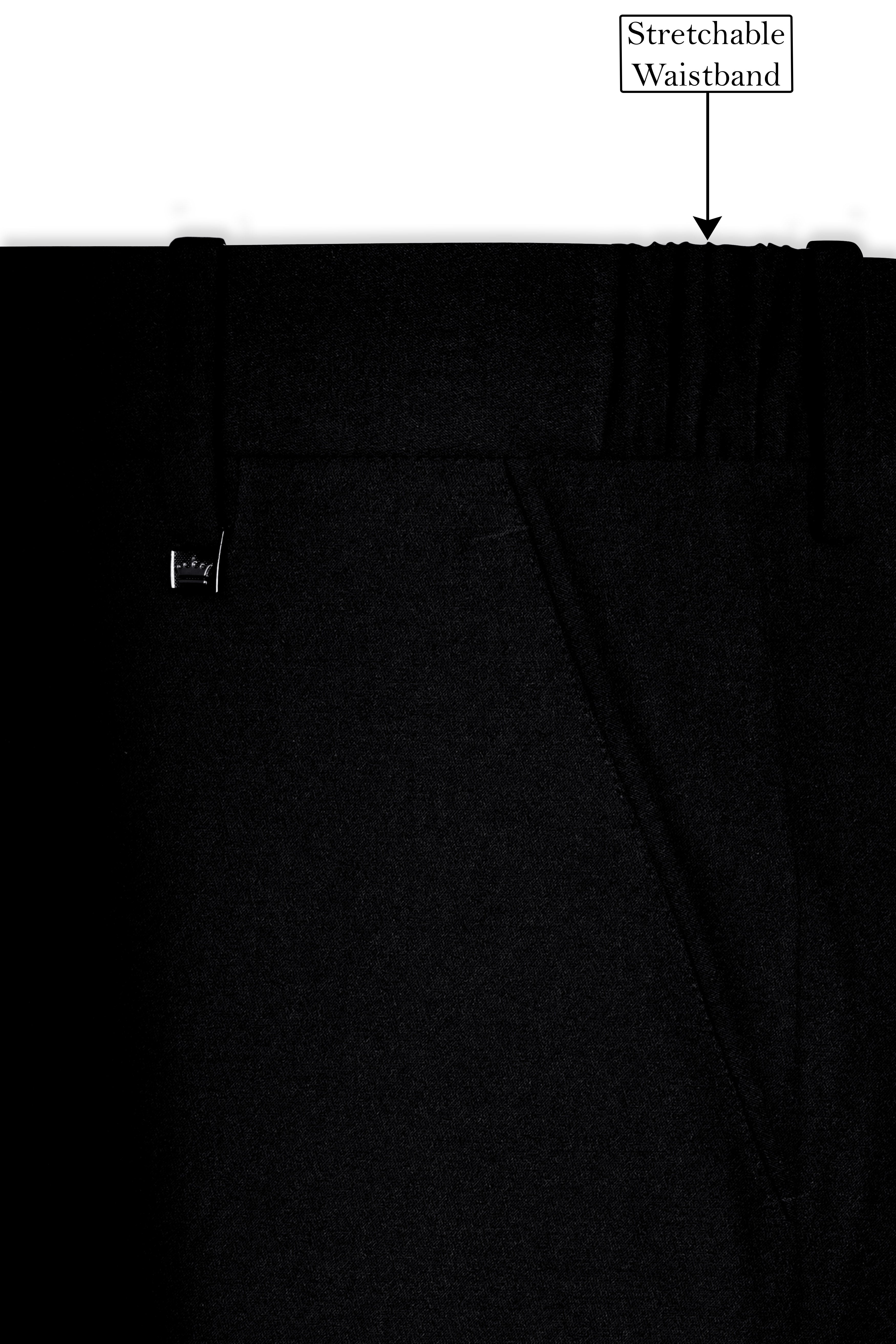 Noirex-Korean Black (The Best Black We Have) Wool Rich Bandhgala Slight Stretch Suit