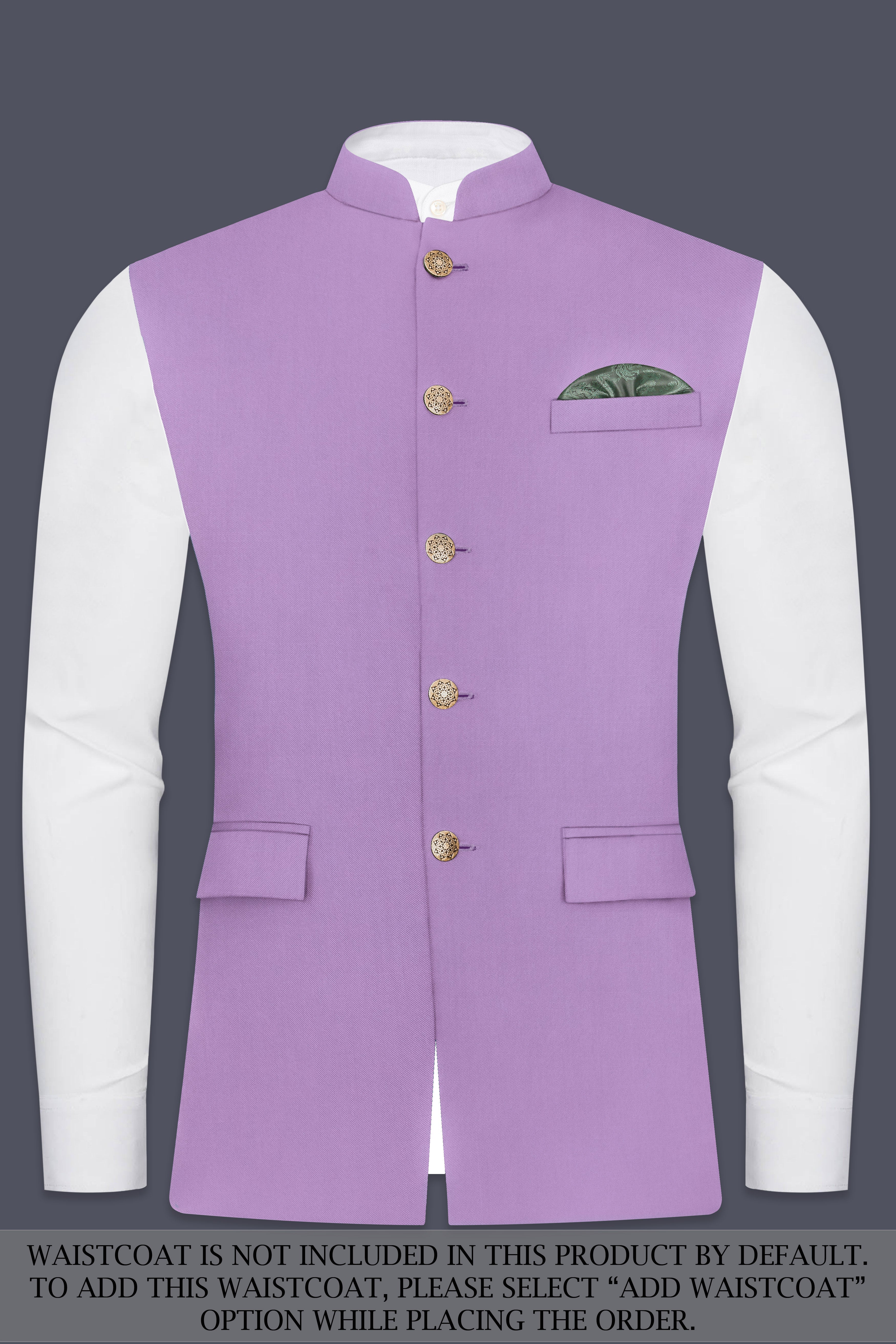 Roylen-Mountbatten Purple Wool Rich Bandhgala Stretchable Traveler Suit
