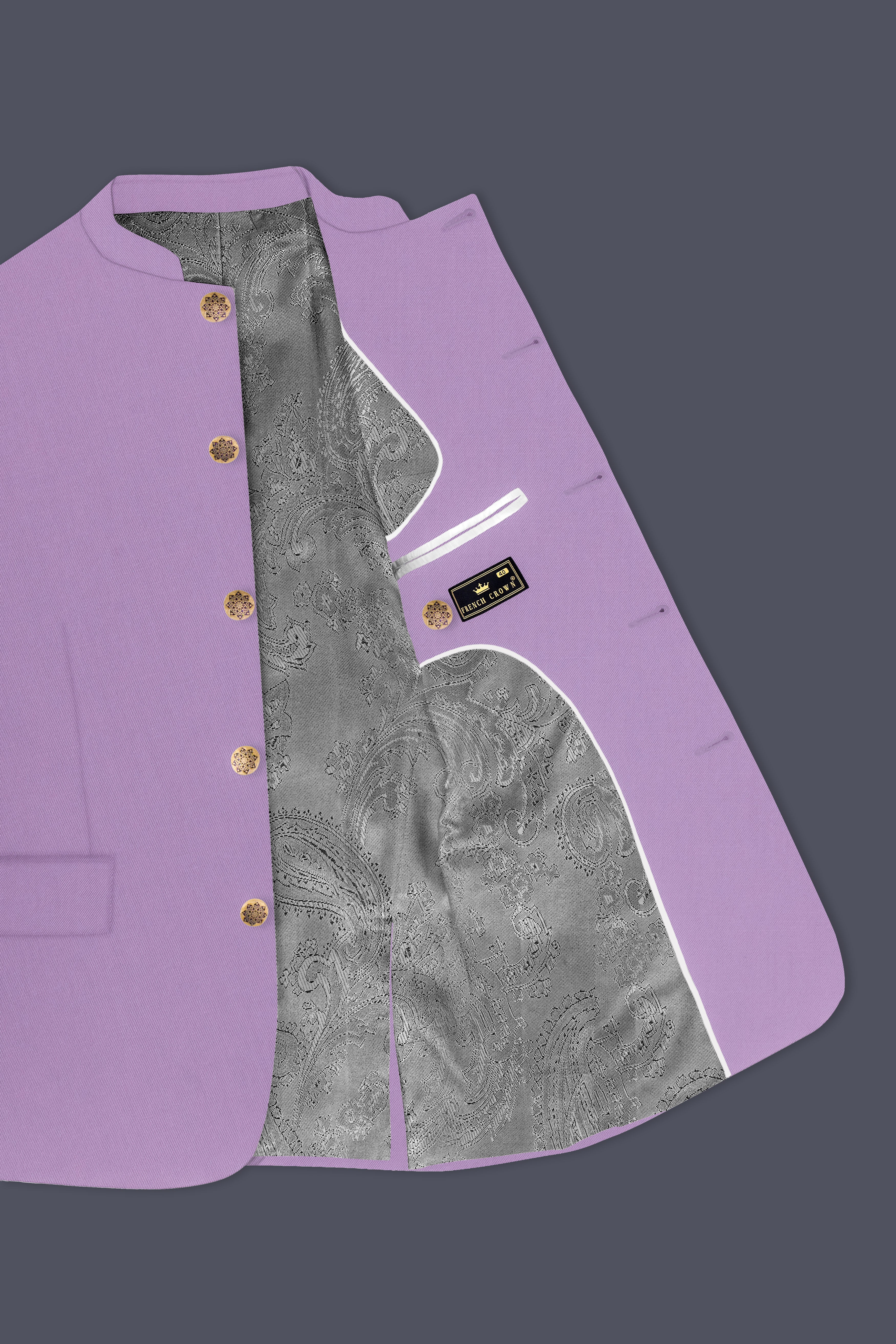 Roylen-Mountbatten Purple Wool Rich Bandhgala Stretchable Traveler Suit