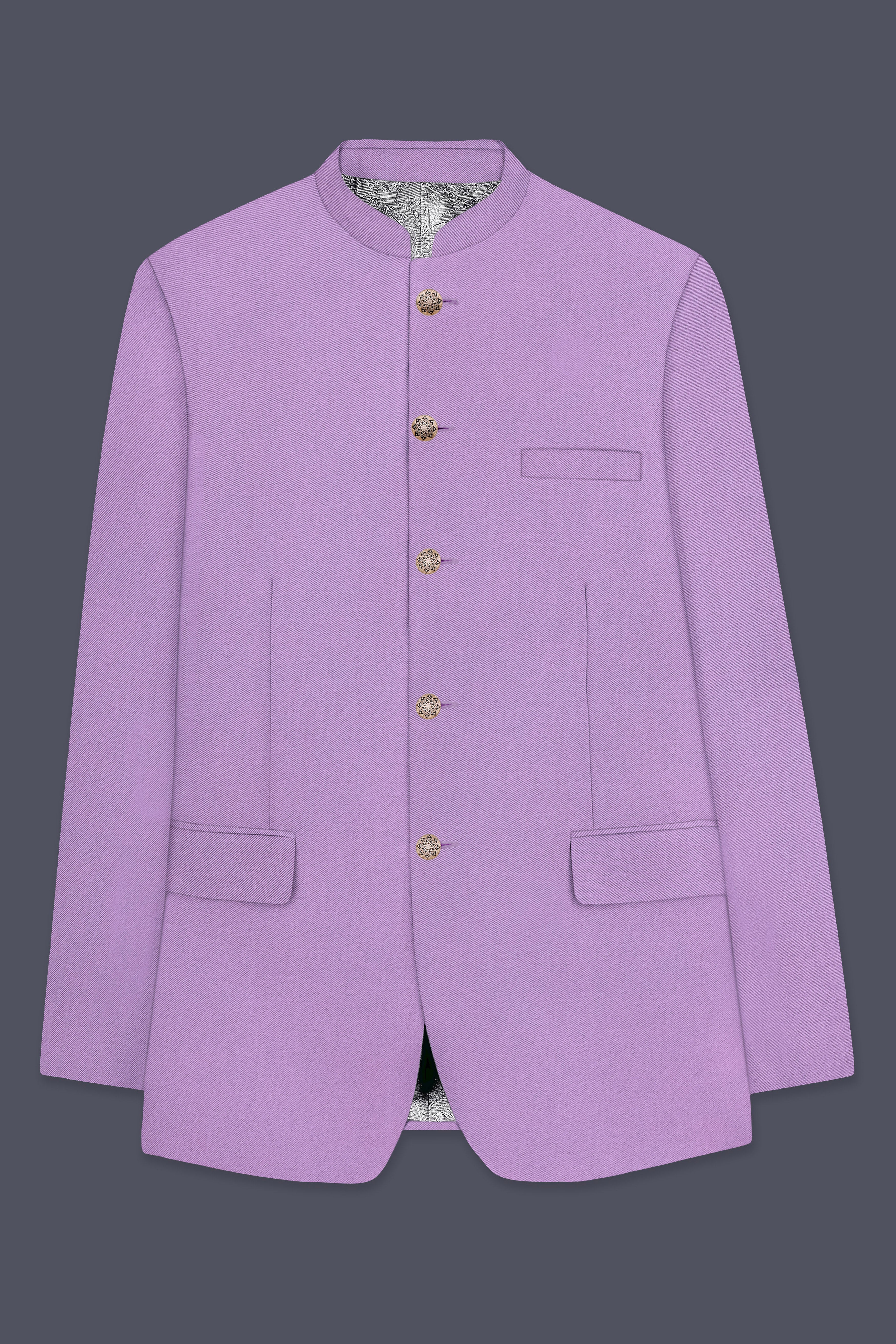 Roylen-Mountbatten Purple Wool Rich Bandhgala Stretchable Traveler Suit