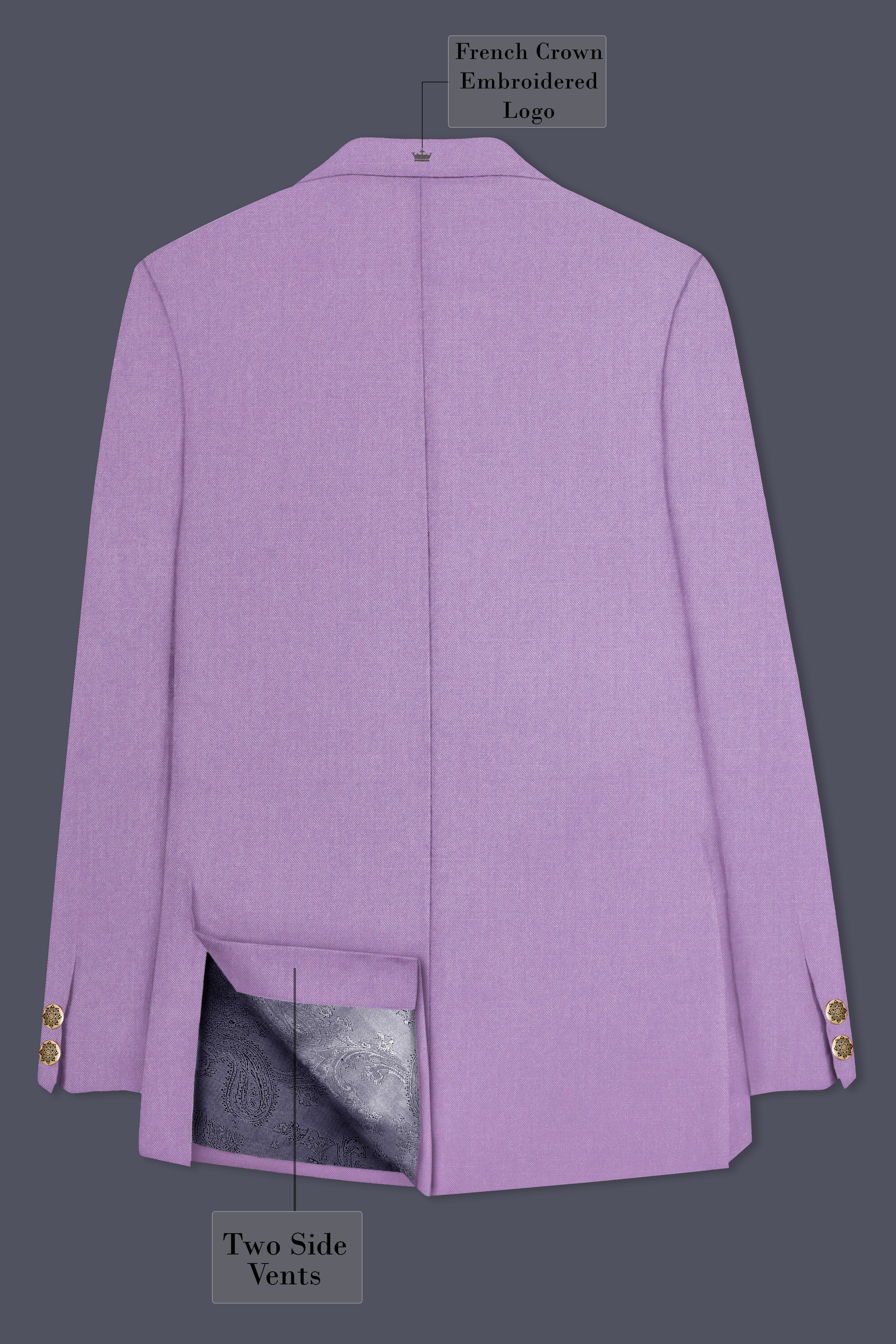 Roylen-Mountbatten Purple Wool Rich Bandhgala Stretchable Traveler Suit