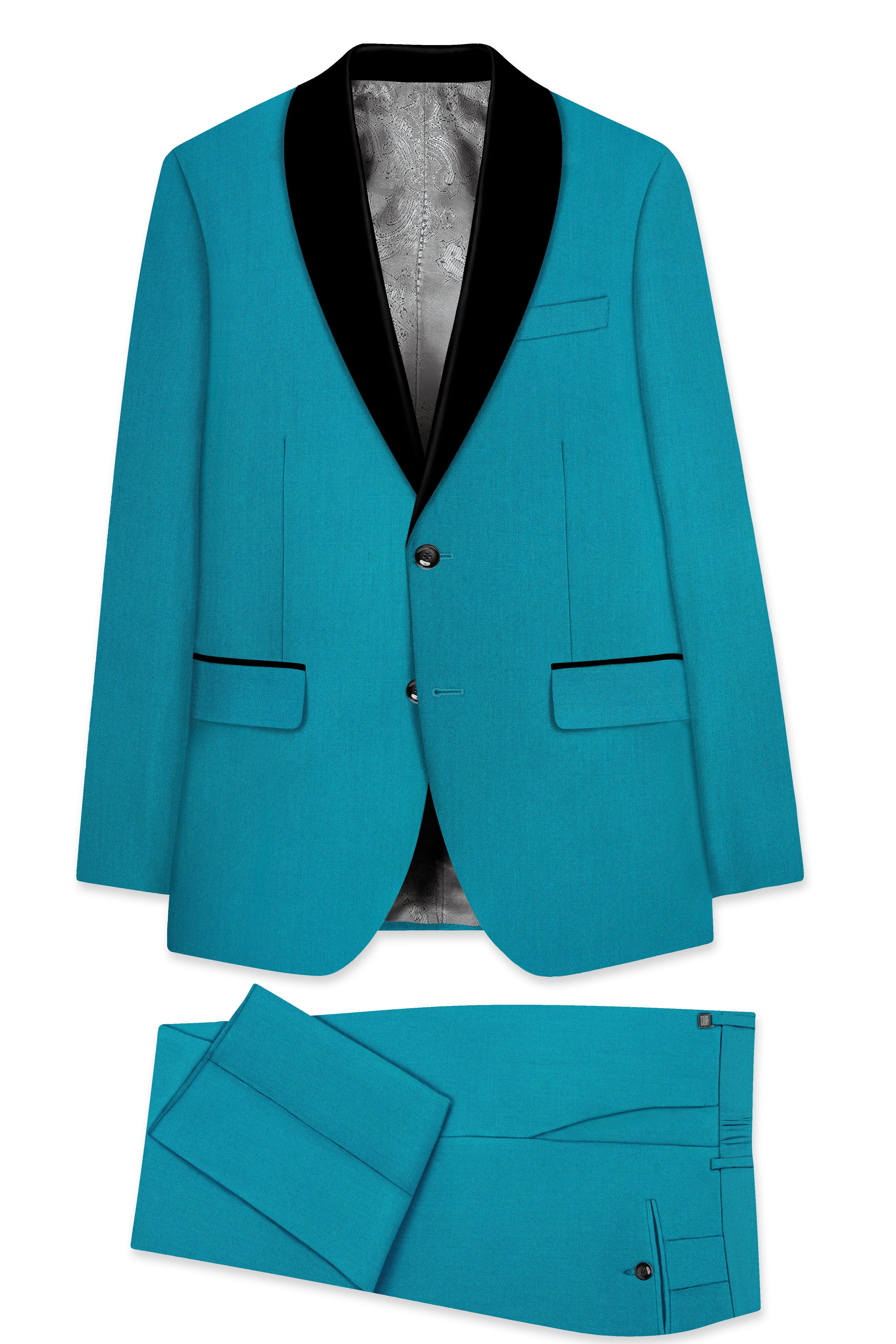 Zephirsurfie Green Wool Rich Tuxedo Stretchable Traveler Suit