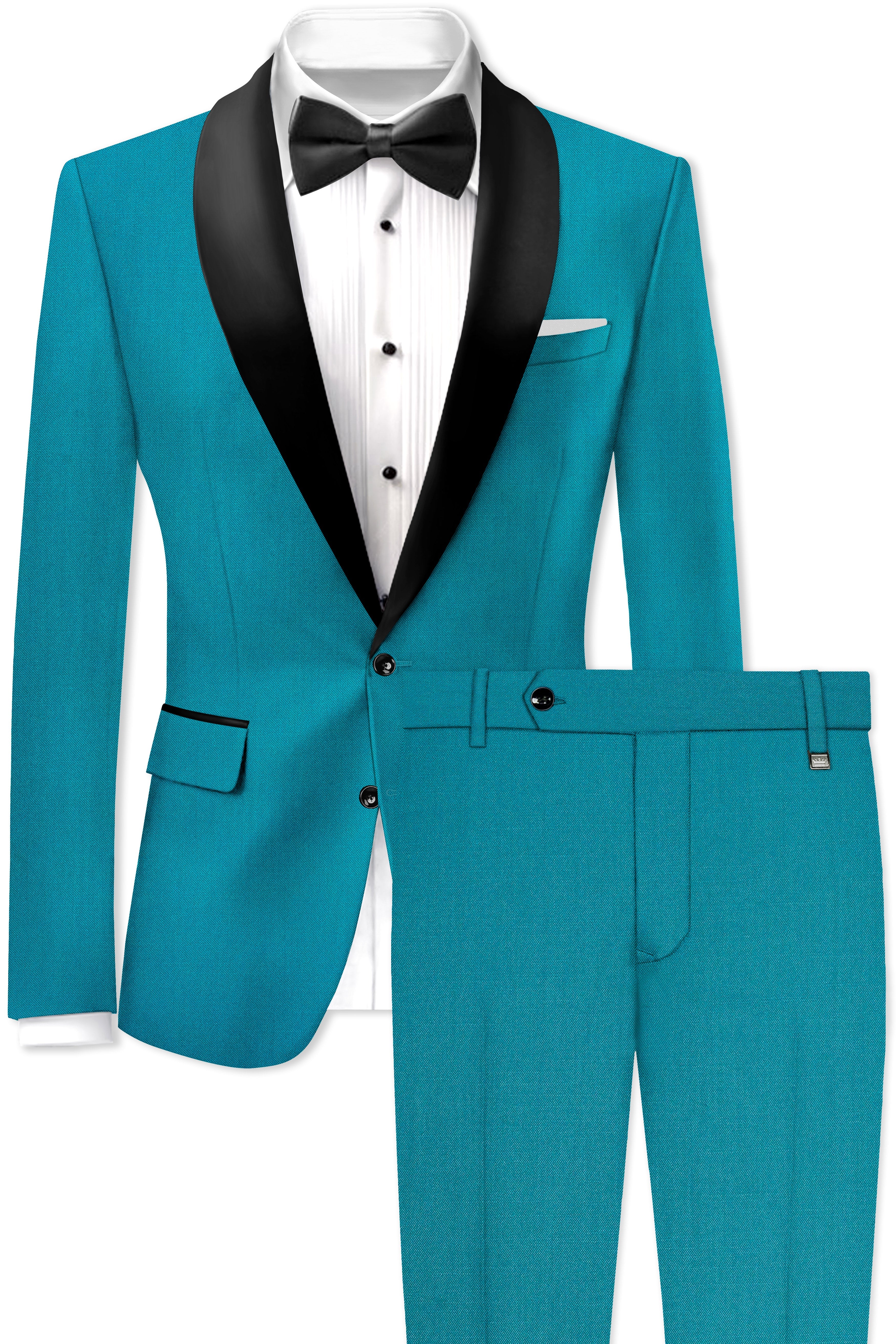 Zephirsurfie Green Wool Rich Tuxedo Stretchable Traveler Suit
