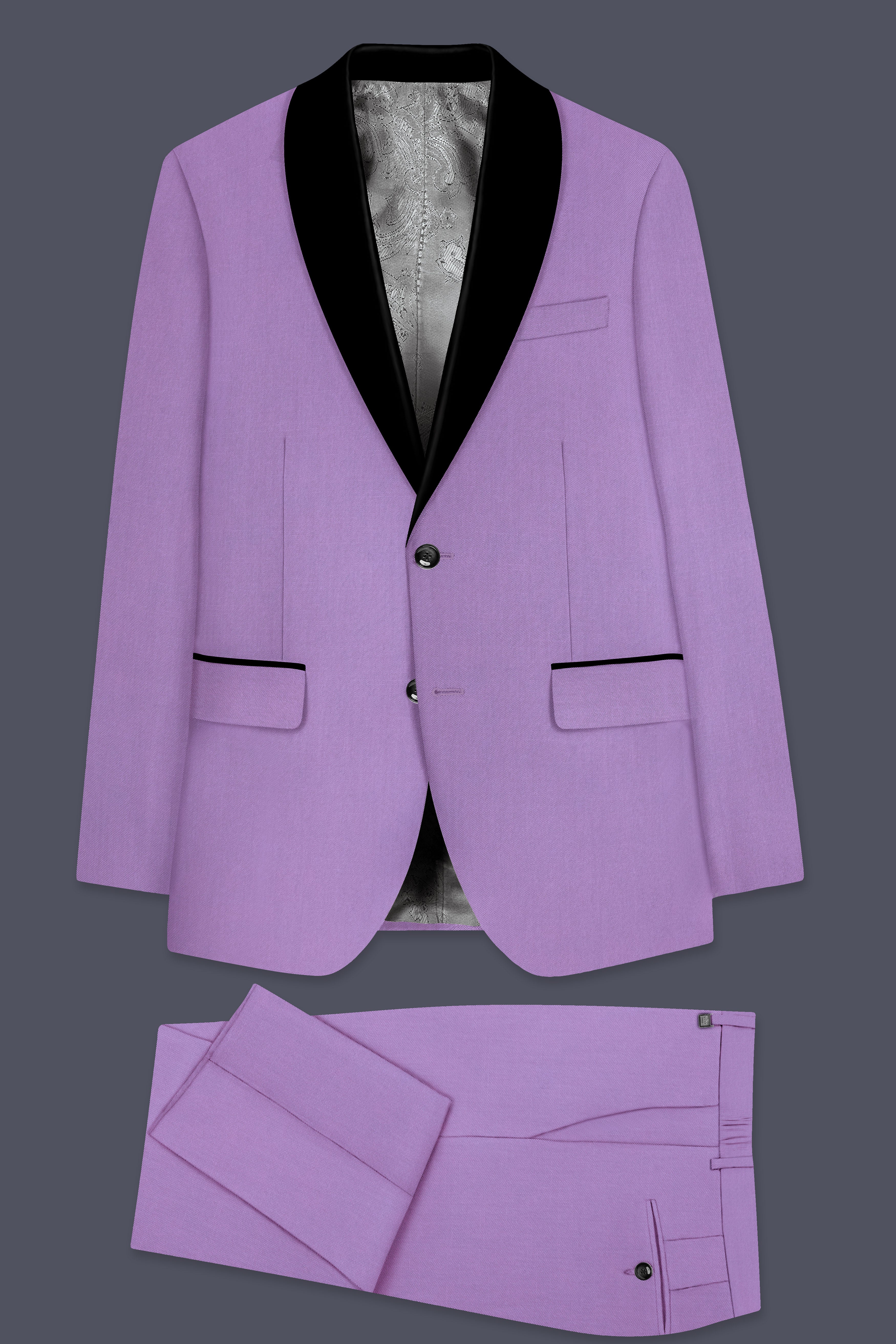 Roylen-Mountbatten Purple Wool Rich Tuxedo Stretchable Traveler Suit