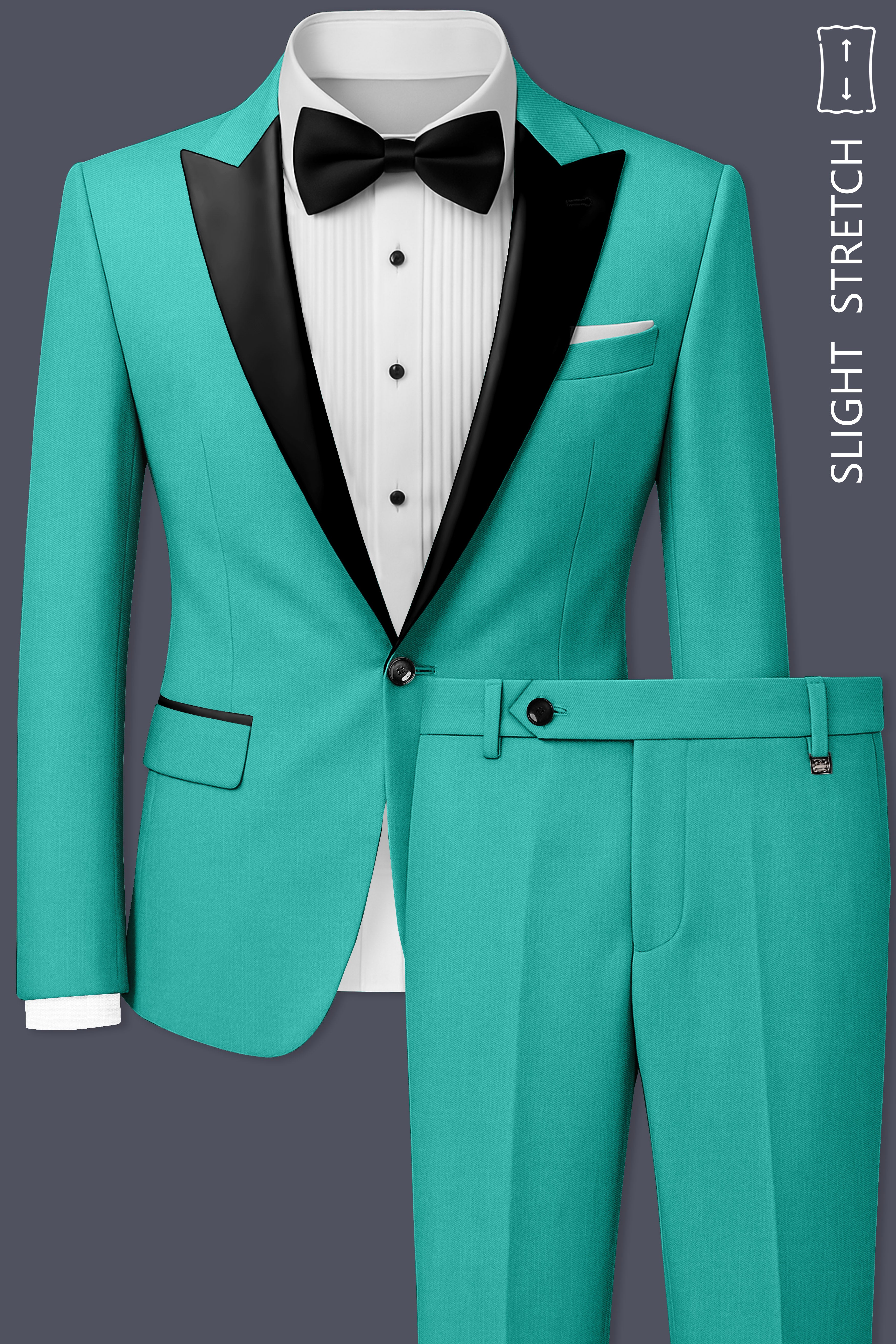 Aegir-Viking Blue Wool Rich Peak Lapel Tuxedo Slight Stretch Suit