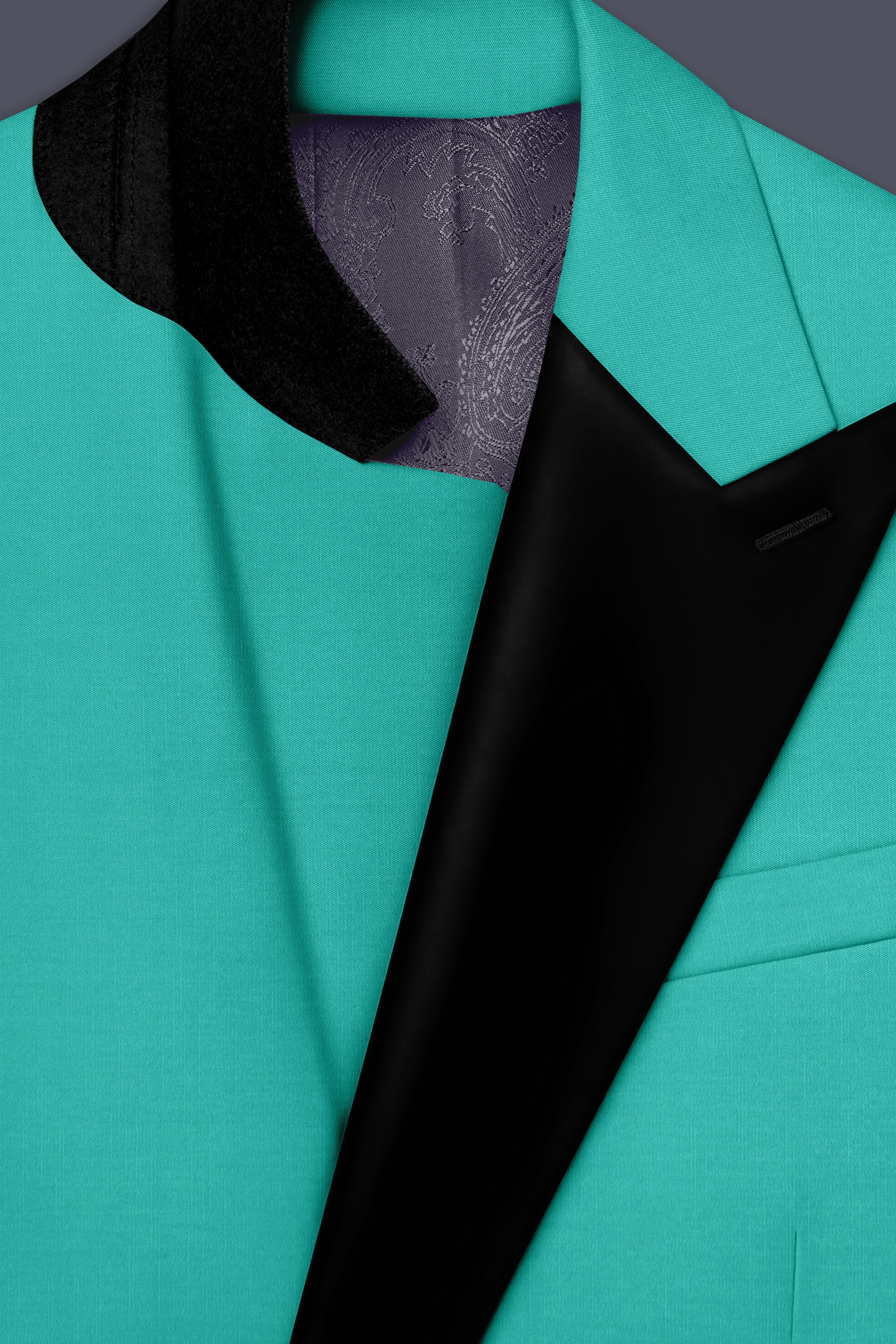 Aegir-Viking Blue Wool Rich Peak Lapel Tuxedo Slight Stretch Suit