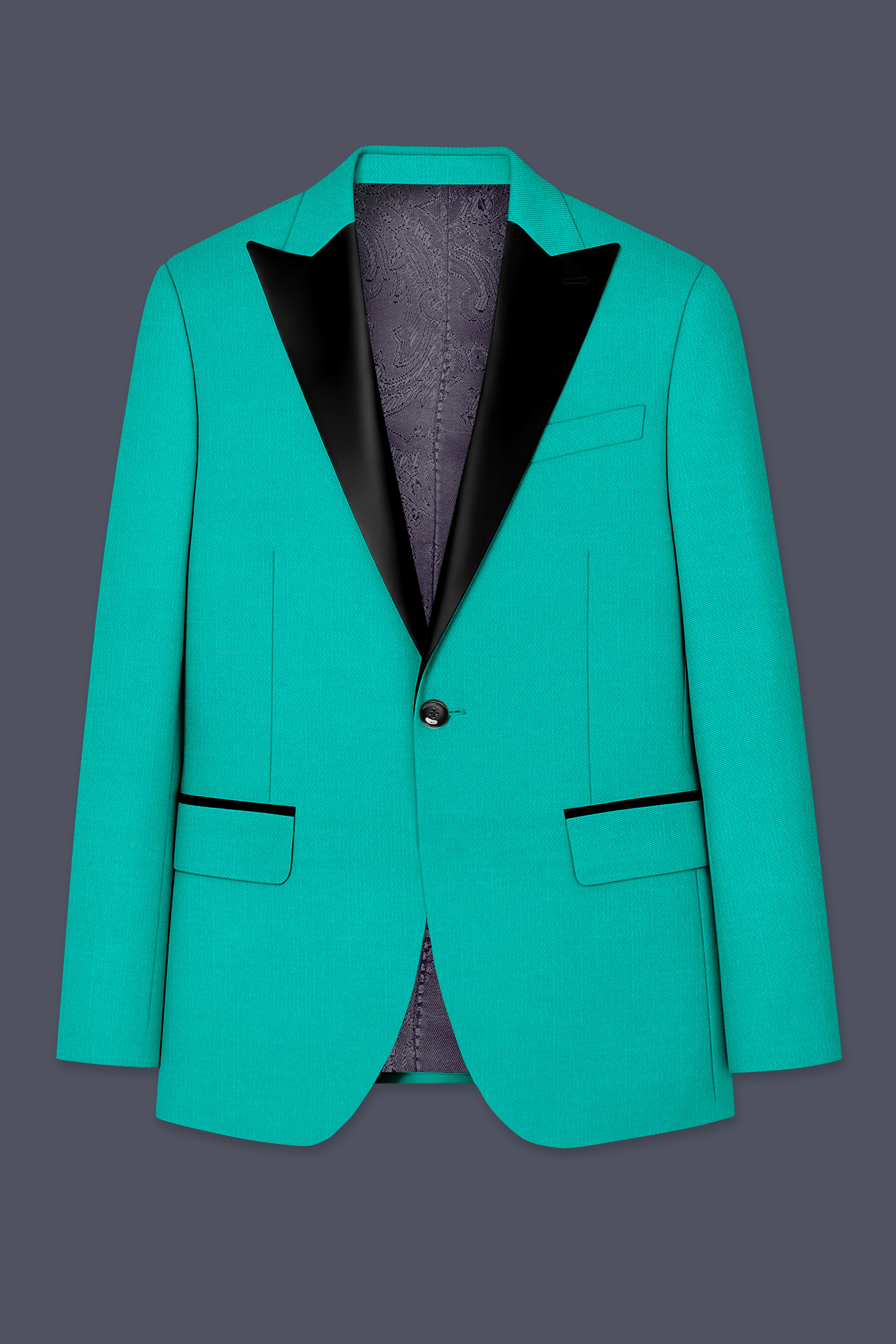 Aegir-Viking Blue Wool Rich Peak Lapel Tuxedo Slight Stretch Suit