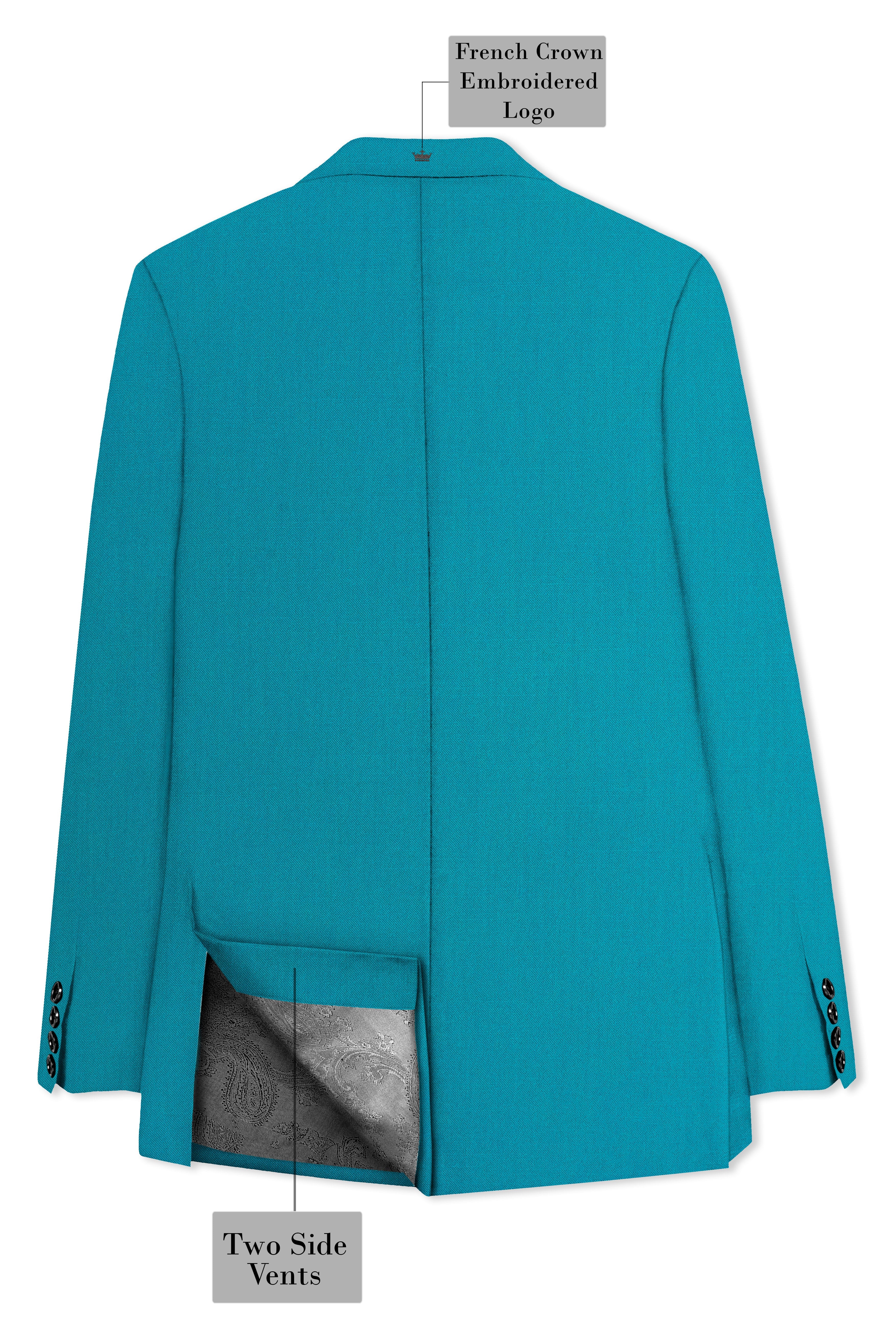 Zephir-Surfie Green Wool Rich Peak Lapel Tuxedo Stretchable Traveler Suit