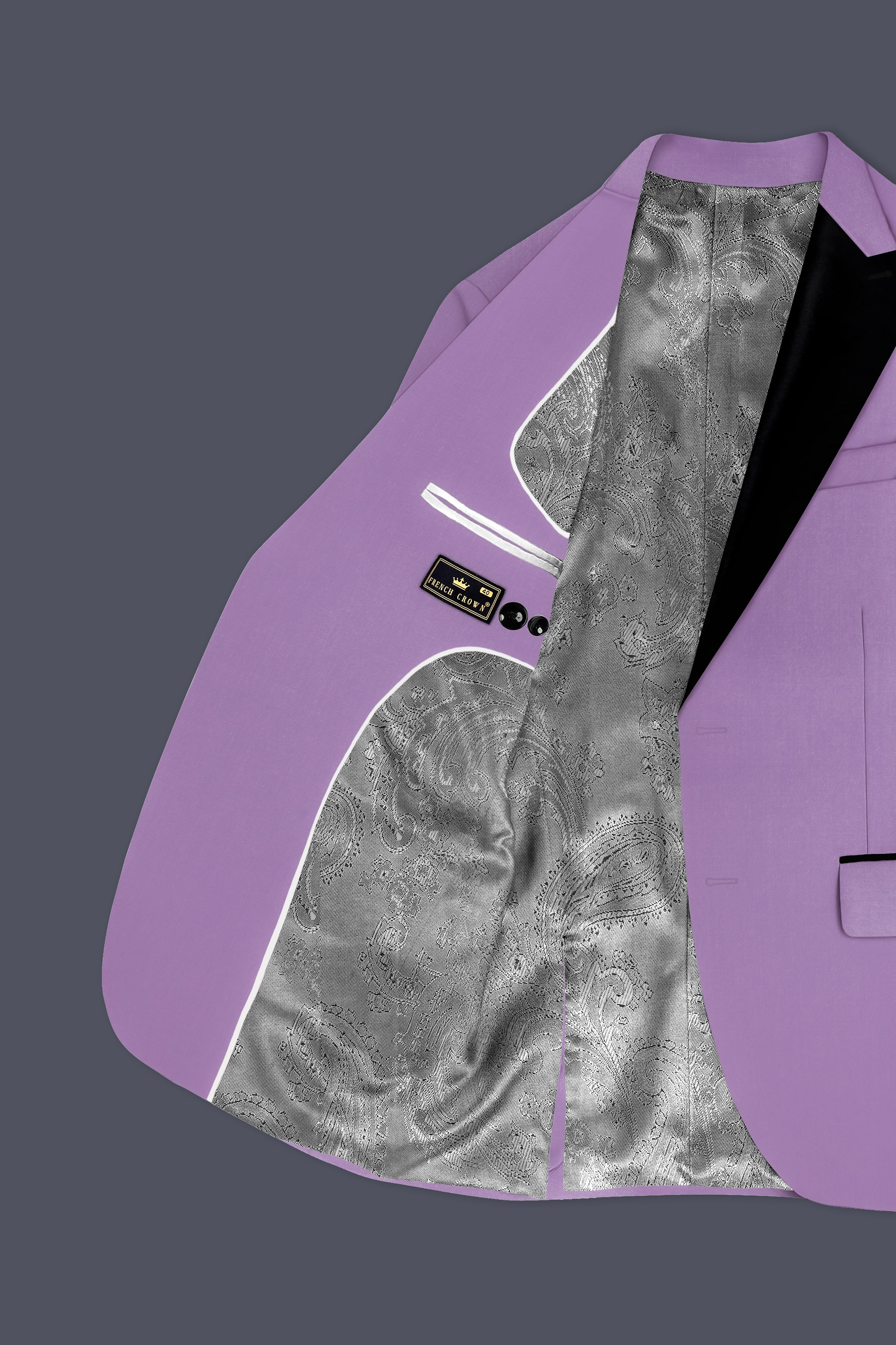 Roylen-Mountbatten Purple Wool Rich Peak Lapel Tuxedo Stretchable Traveler Suit