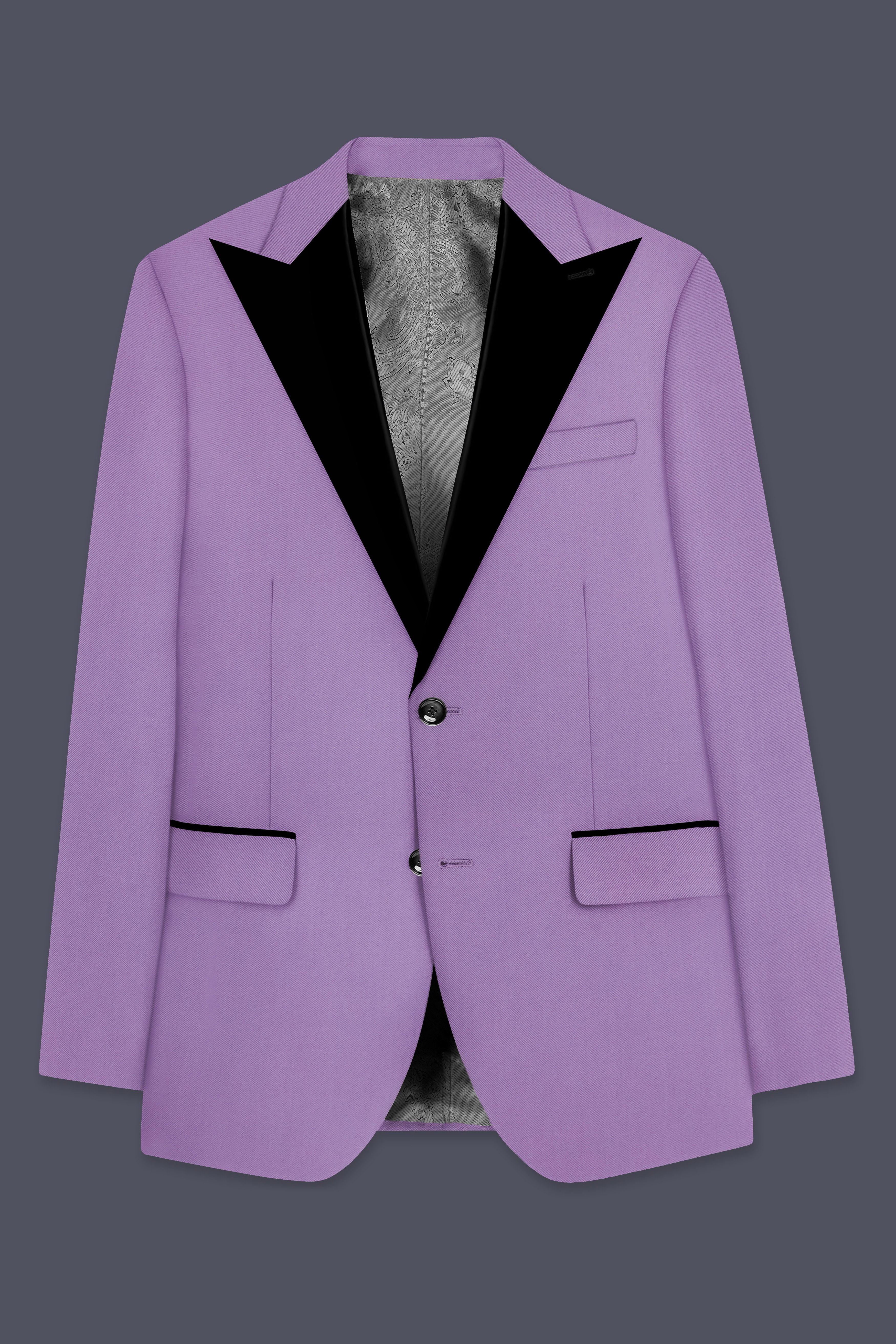 Roylen-Mountbatten Purple Wool Rich Peak Lapel Tuxedo Stretchable Traveler Suit