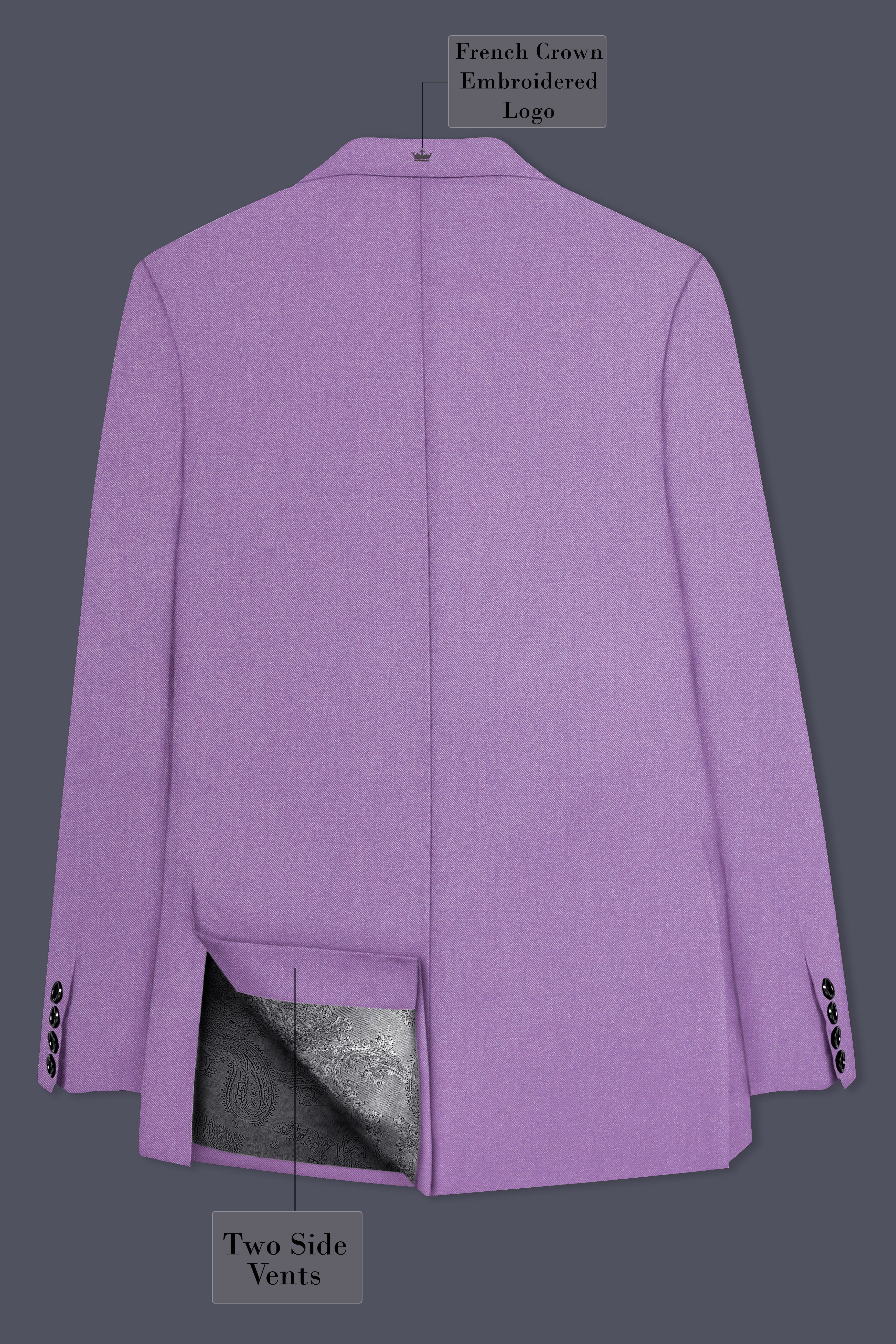 Roylen-Mountbatten Purple Wool Rich Peak Lapel Tuxedo Stretchable Traveler Suit