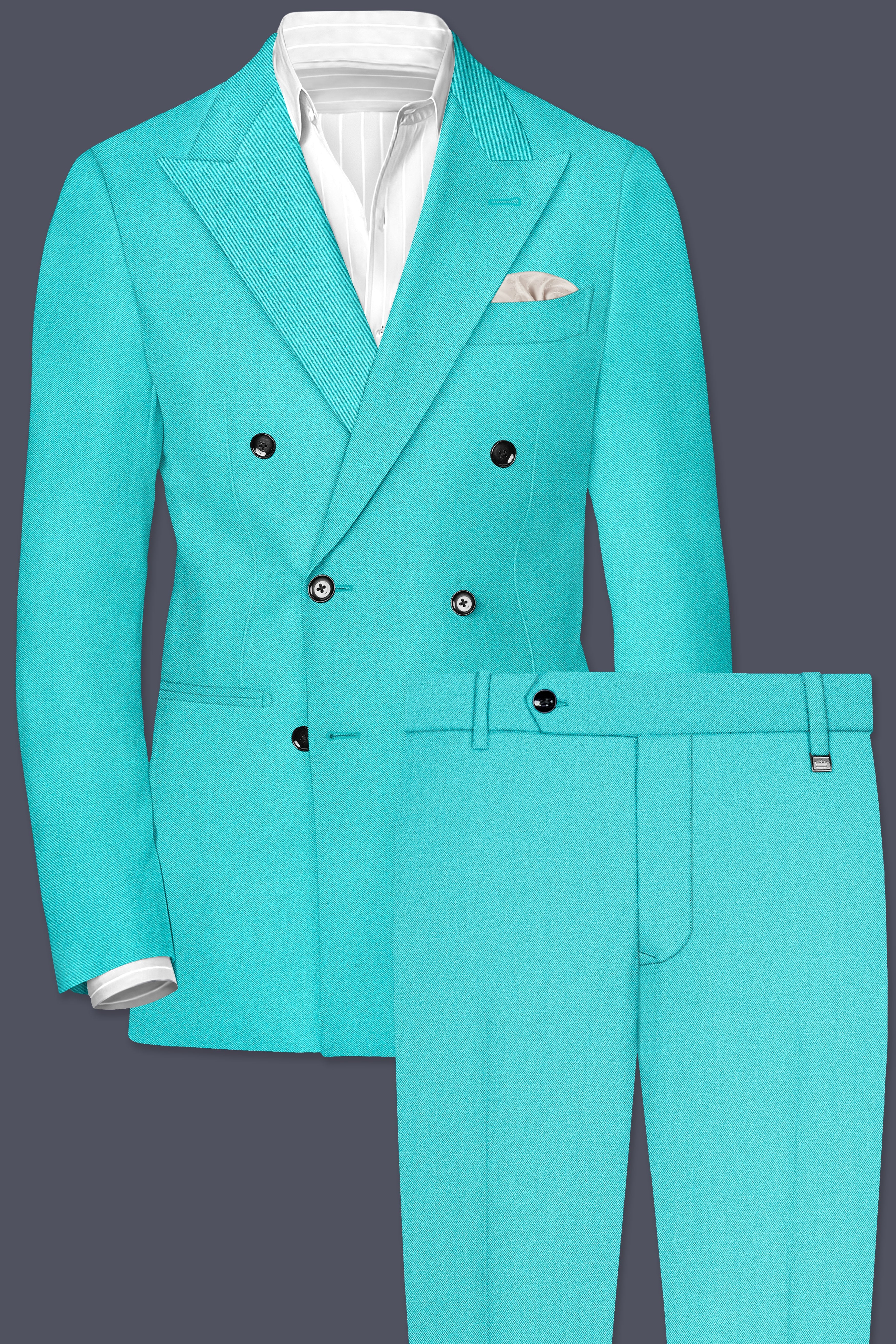 Aegir-Viking Blue Wool Rich Double Breasted Slight Stretch Suit