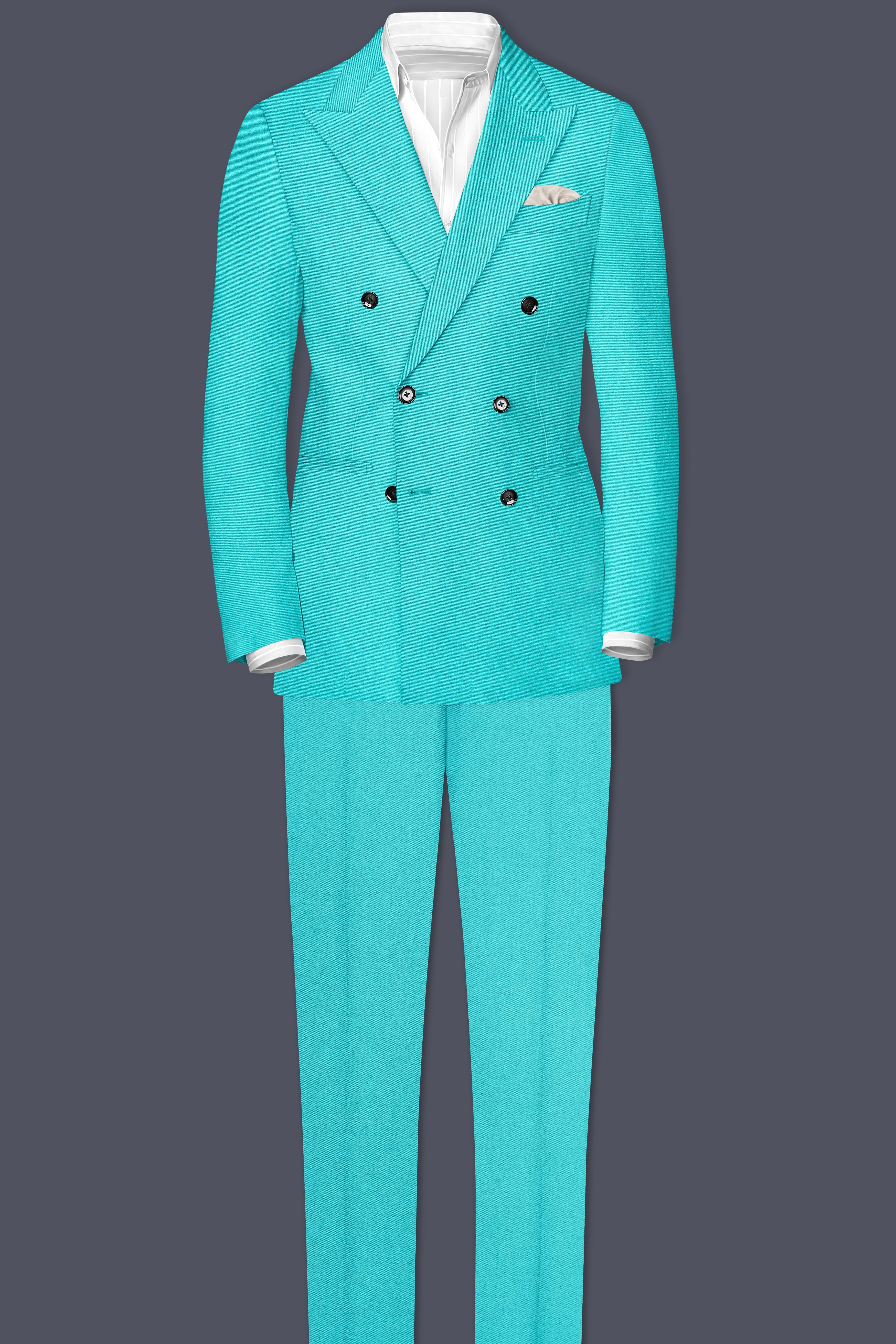 Aegir-Viking Blue Wool Rich Double Breasted Slight Stretch Suit
