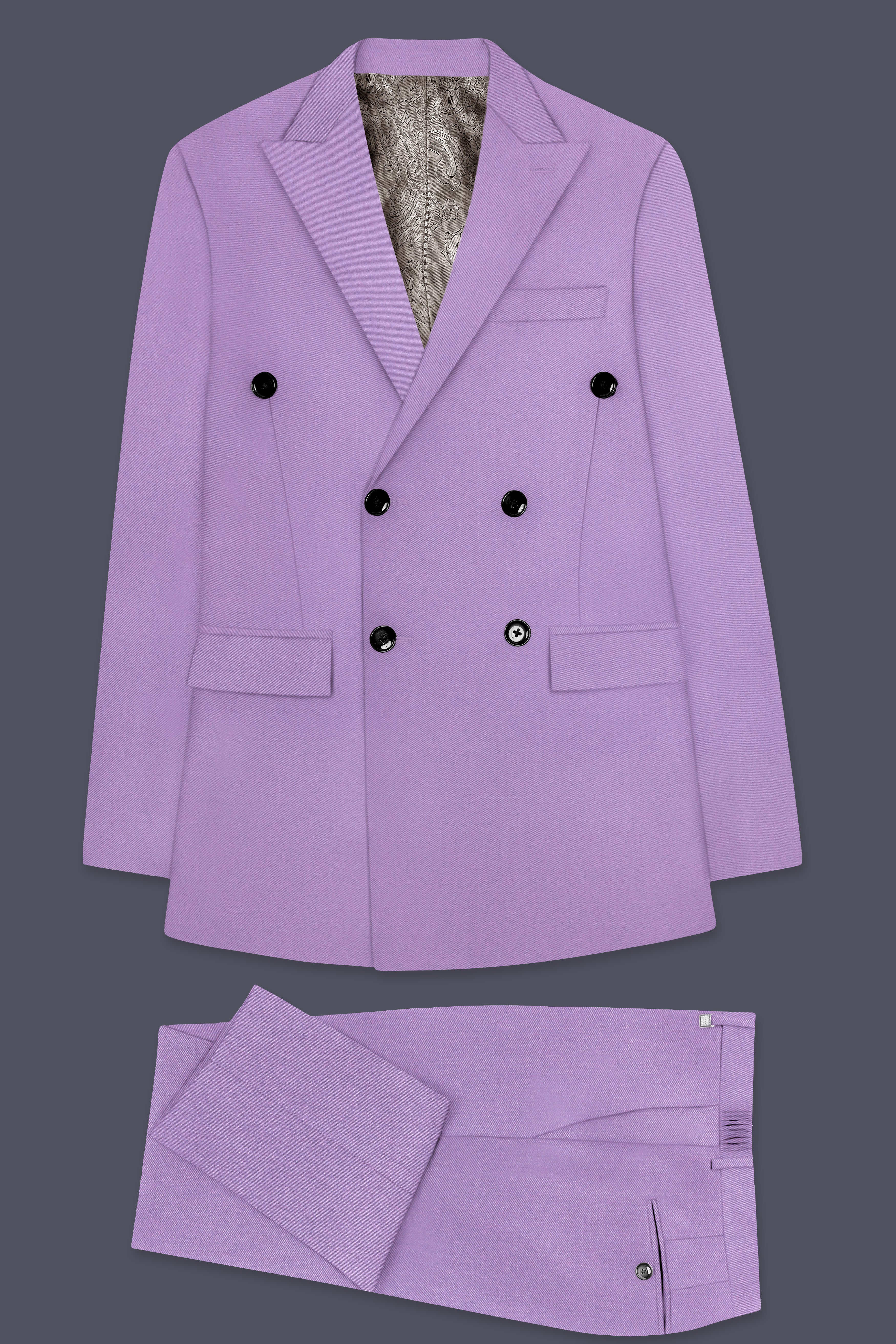 Roylen-Mountbatten Purple Wool Rich Double Breasted Slight Stretch Suit