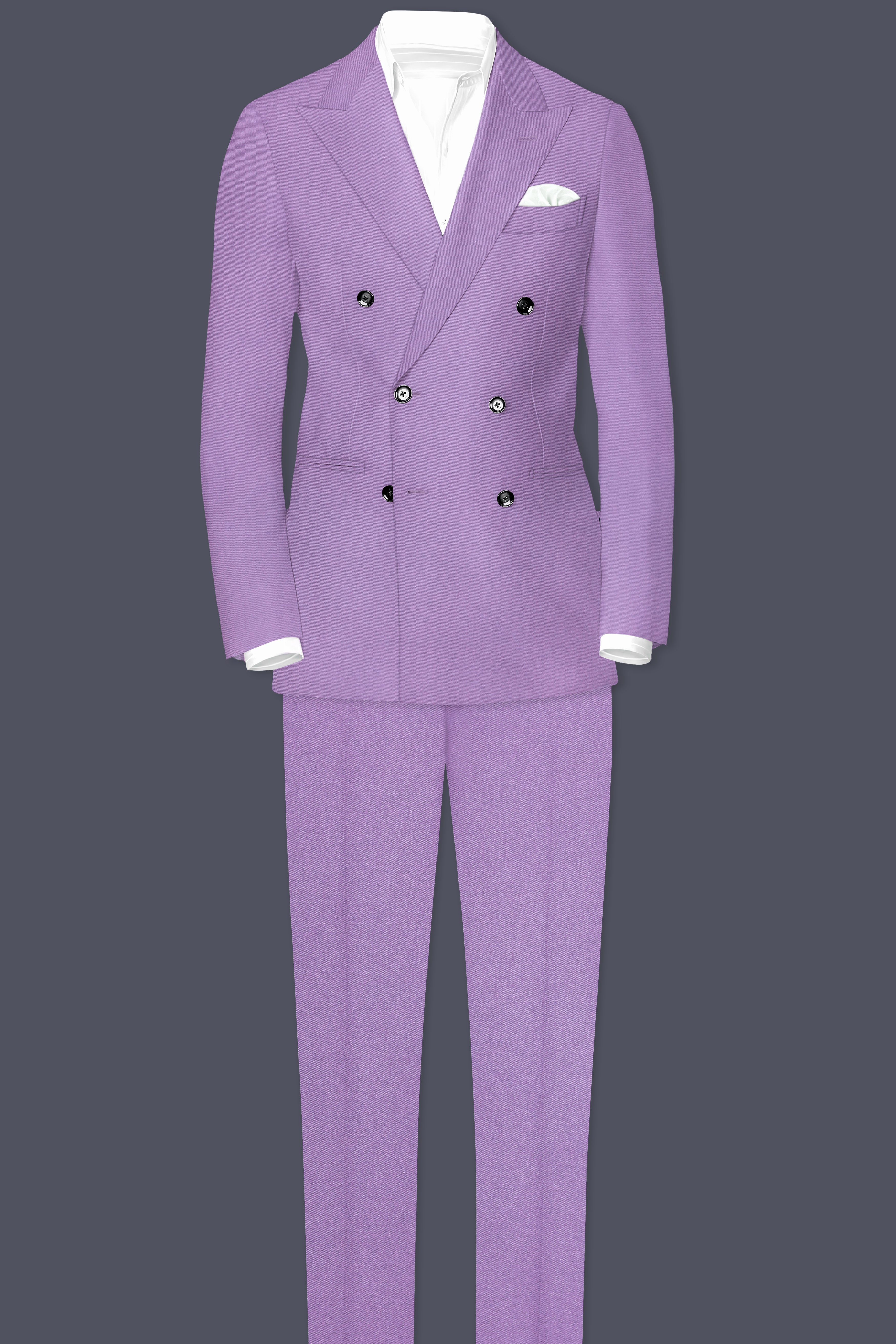 Roylen-Mountbatten Purple Wool Rich Double Breasted Slight Stretch Suit