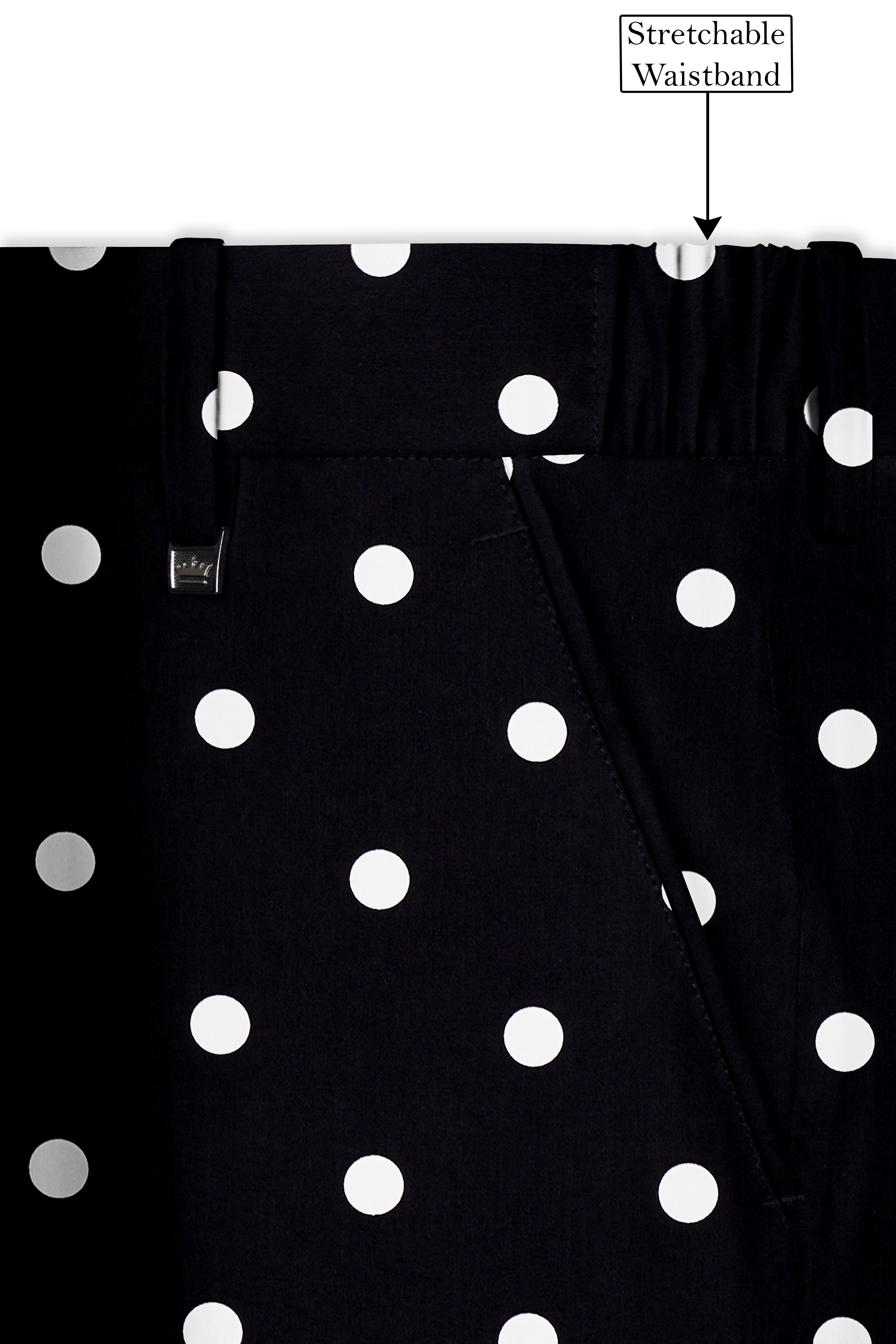 Noirdot-Jade Black Polka Dots Printed Premium Cotton Tuxedo Suit