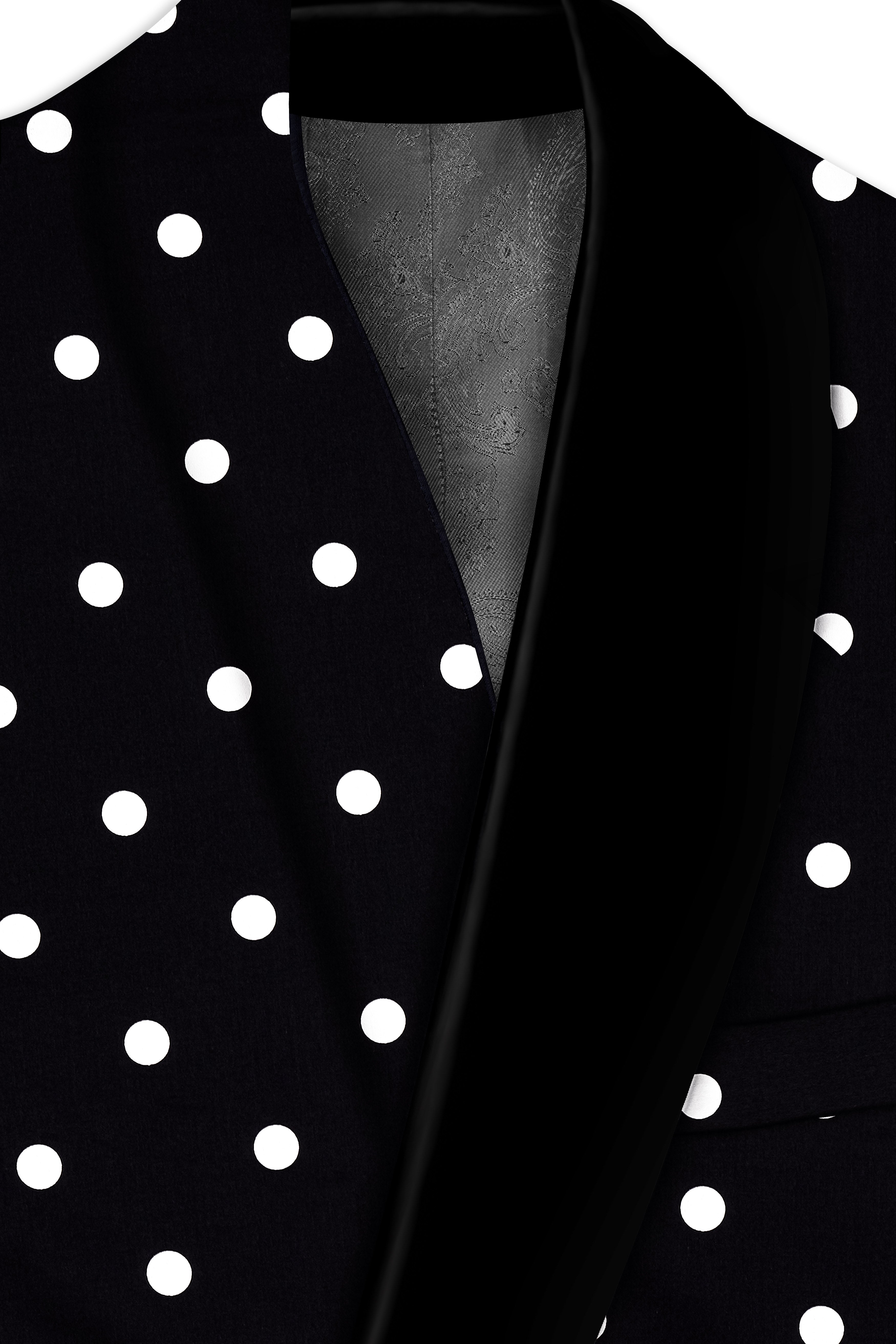Noirdot-Jade Black Polka Dotted Printed Premium Cotton Tuxedo Suit