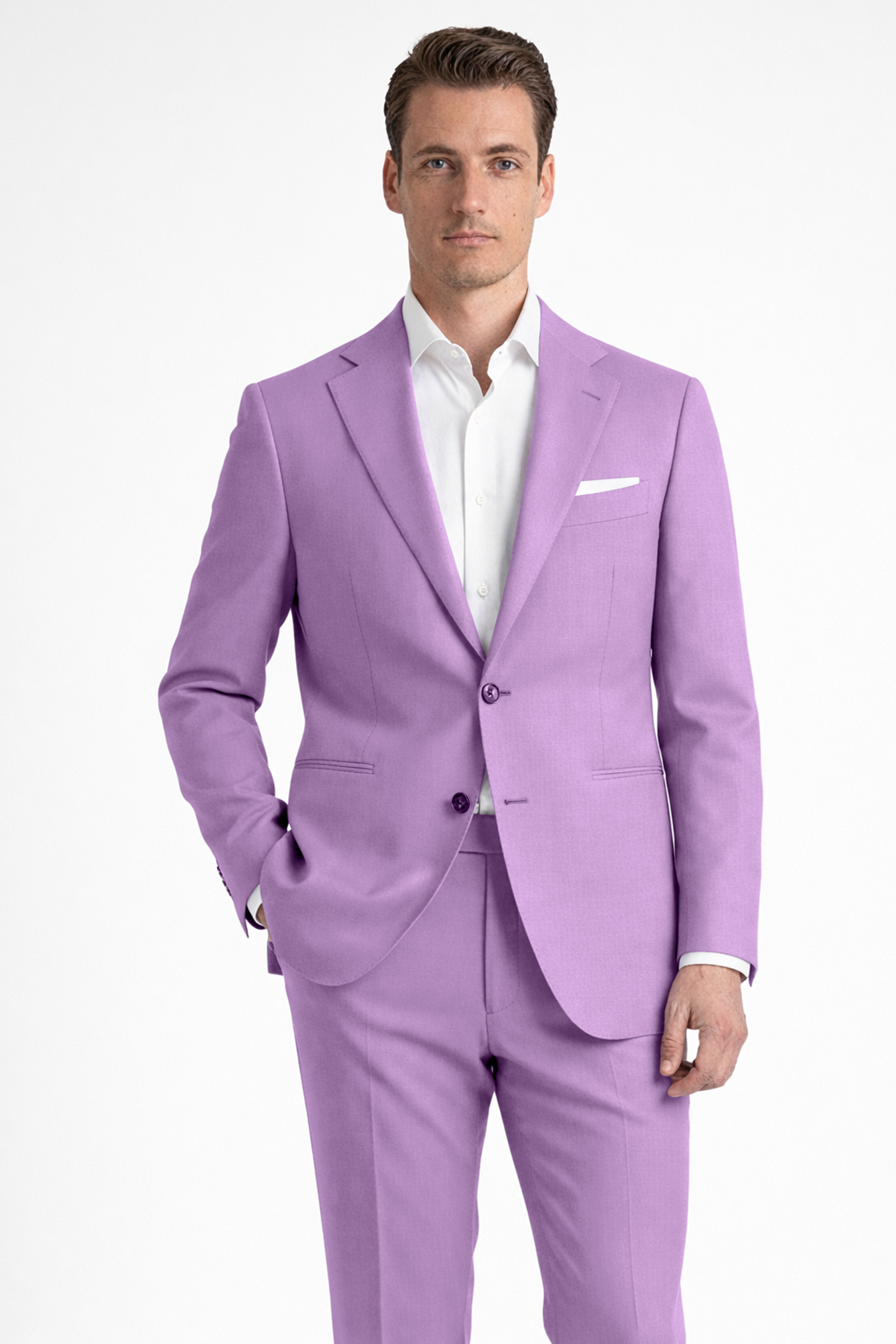 Roylen-Mountbatten Purple Wool Rich Single Breasted Slight Stretch Suit