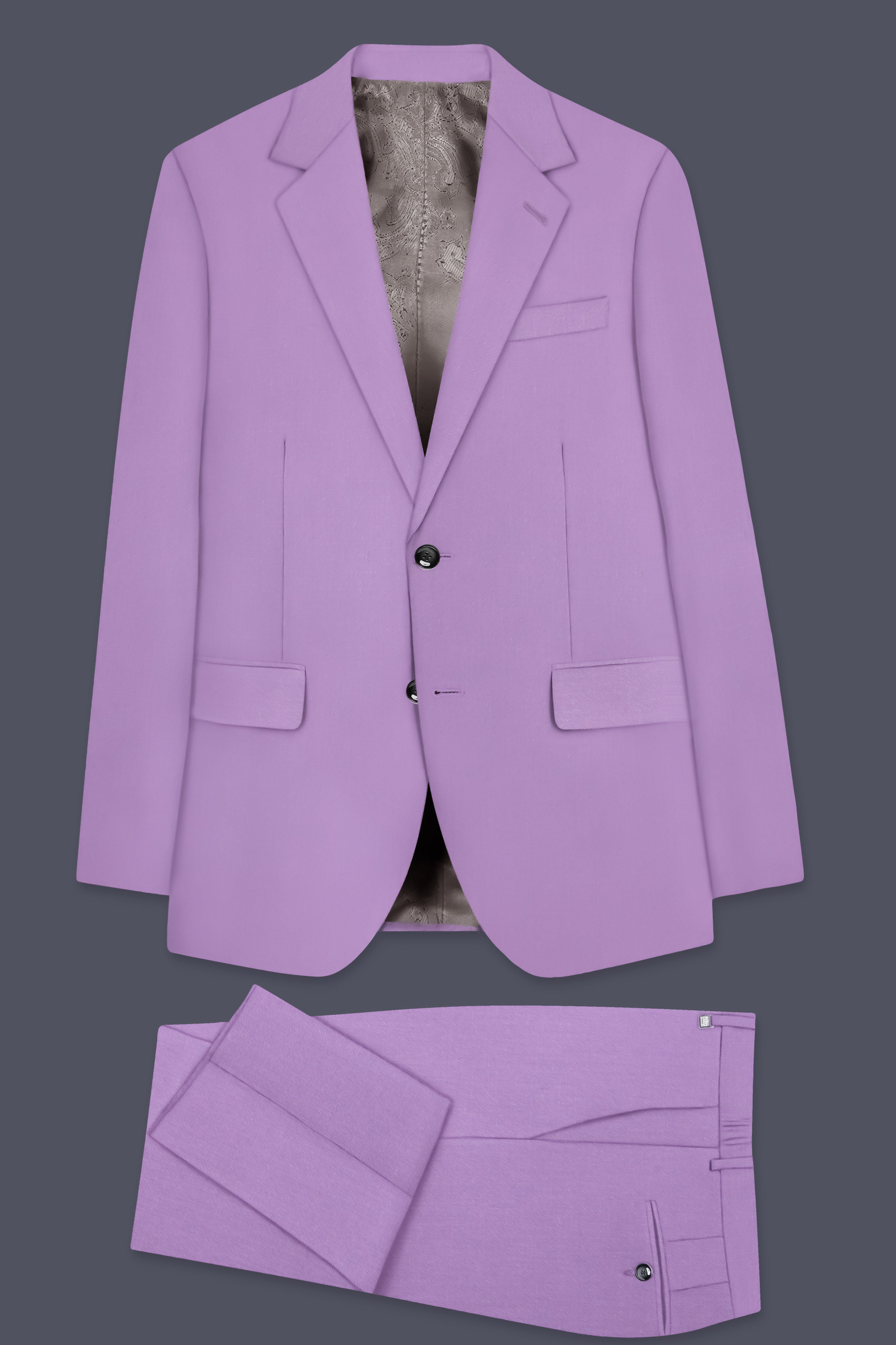 Roylen-Mountbatten Purple Wool Rich Single Breasted Slight Stretch Suit