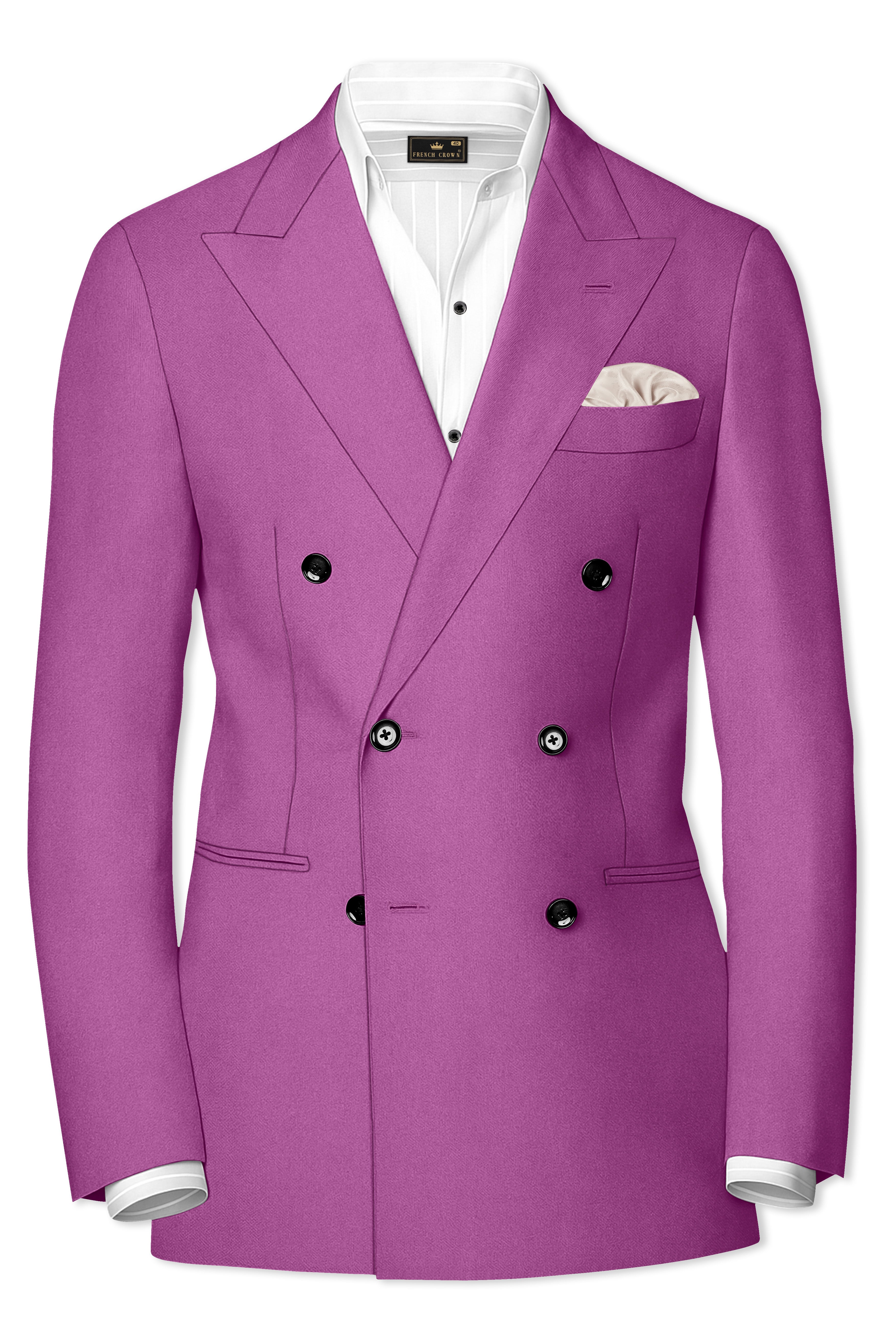 Rosvoy-Trendy Pink Wool Rich Double Breasted Stretchable Traveler Suit