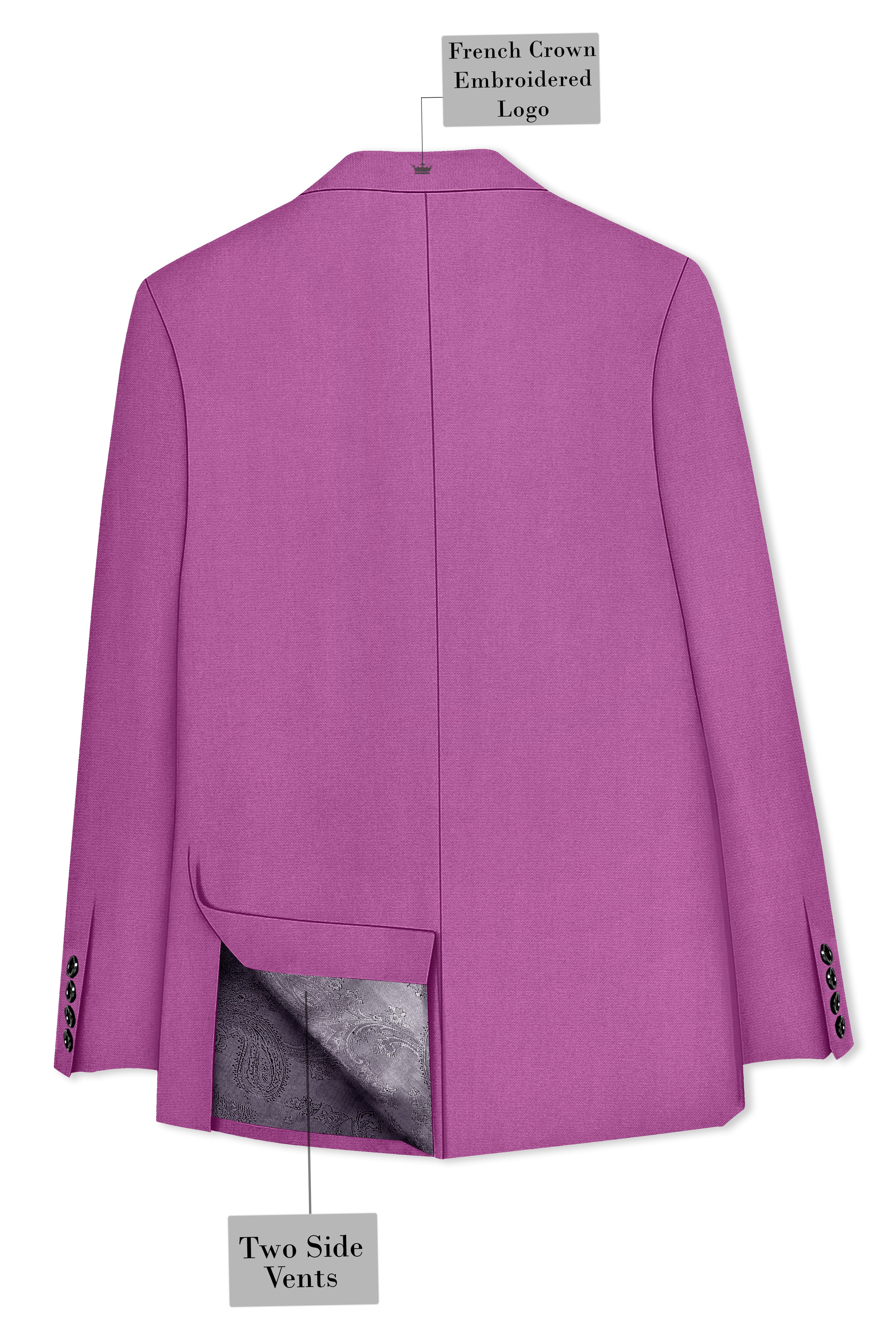 Rosvoy-Trendy Pink Wool Rich Double Breasted Stretchable Traveler Suit