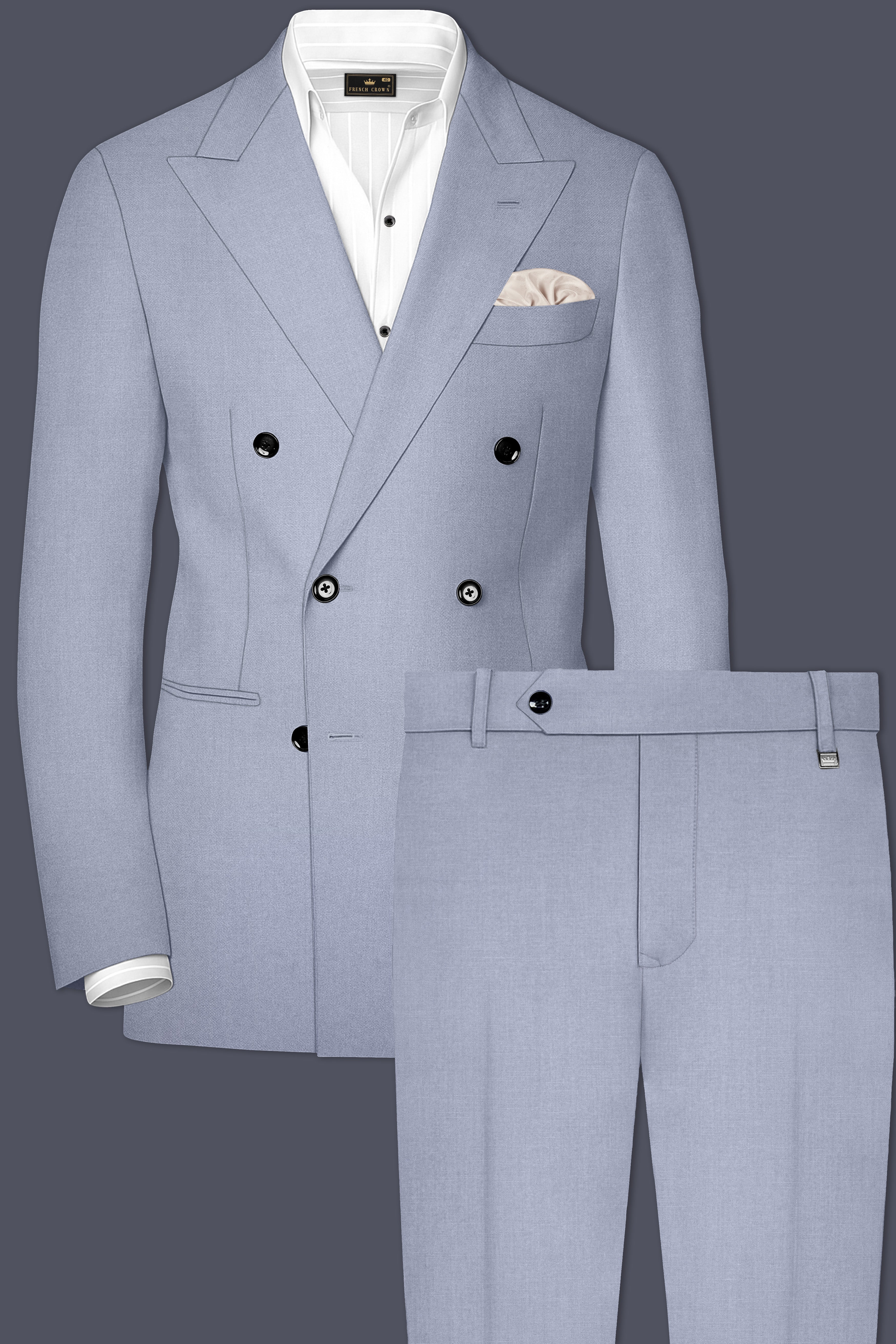 Silgrove-Loblolly Gray Wool Rich Double Breasted Stretchable Traveler Suit
