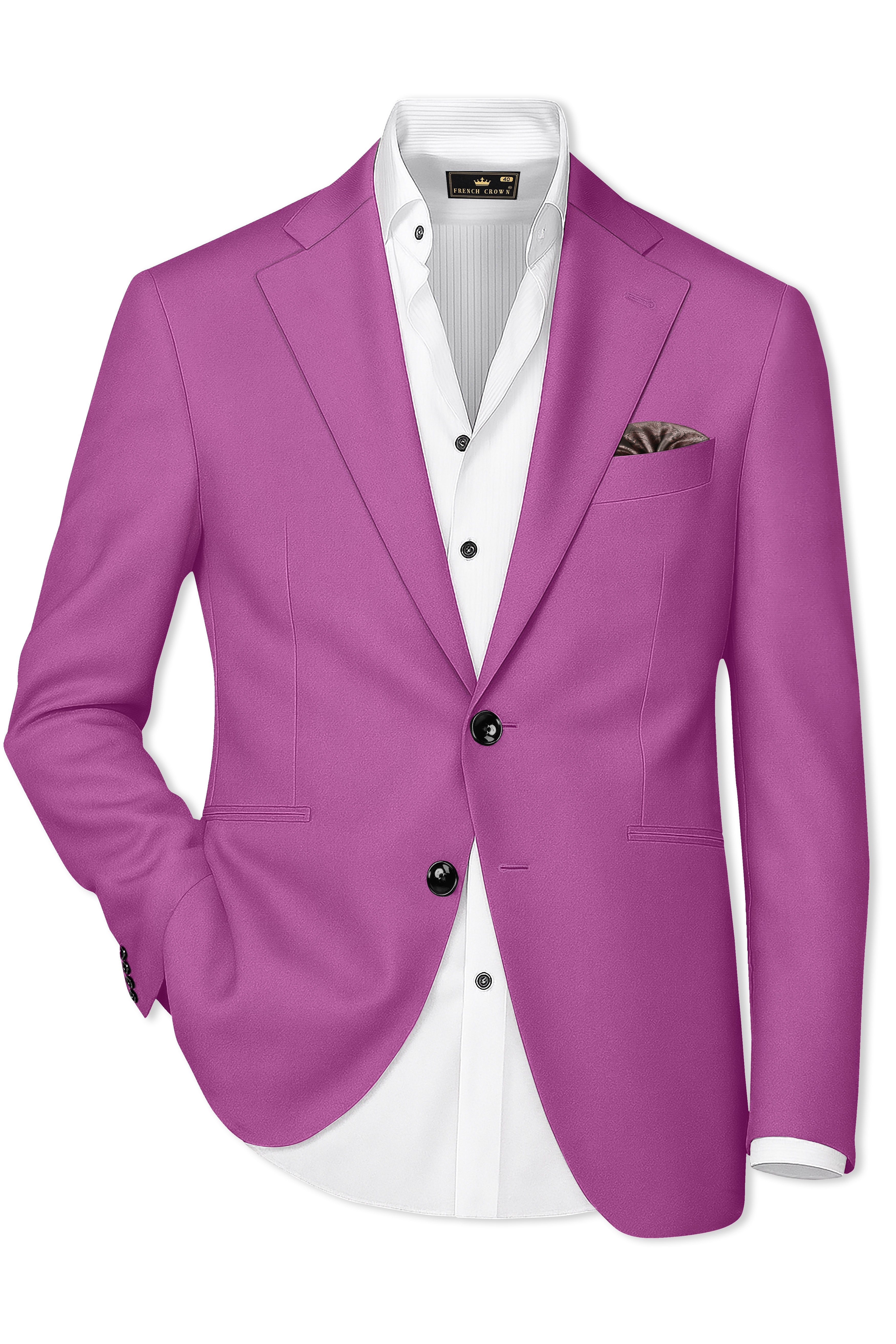 Rosvoy-Trendy Pink Wool Rich Single Breasted Stretchable Traveler Suit