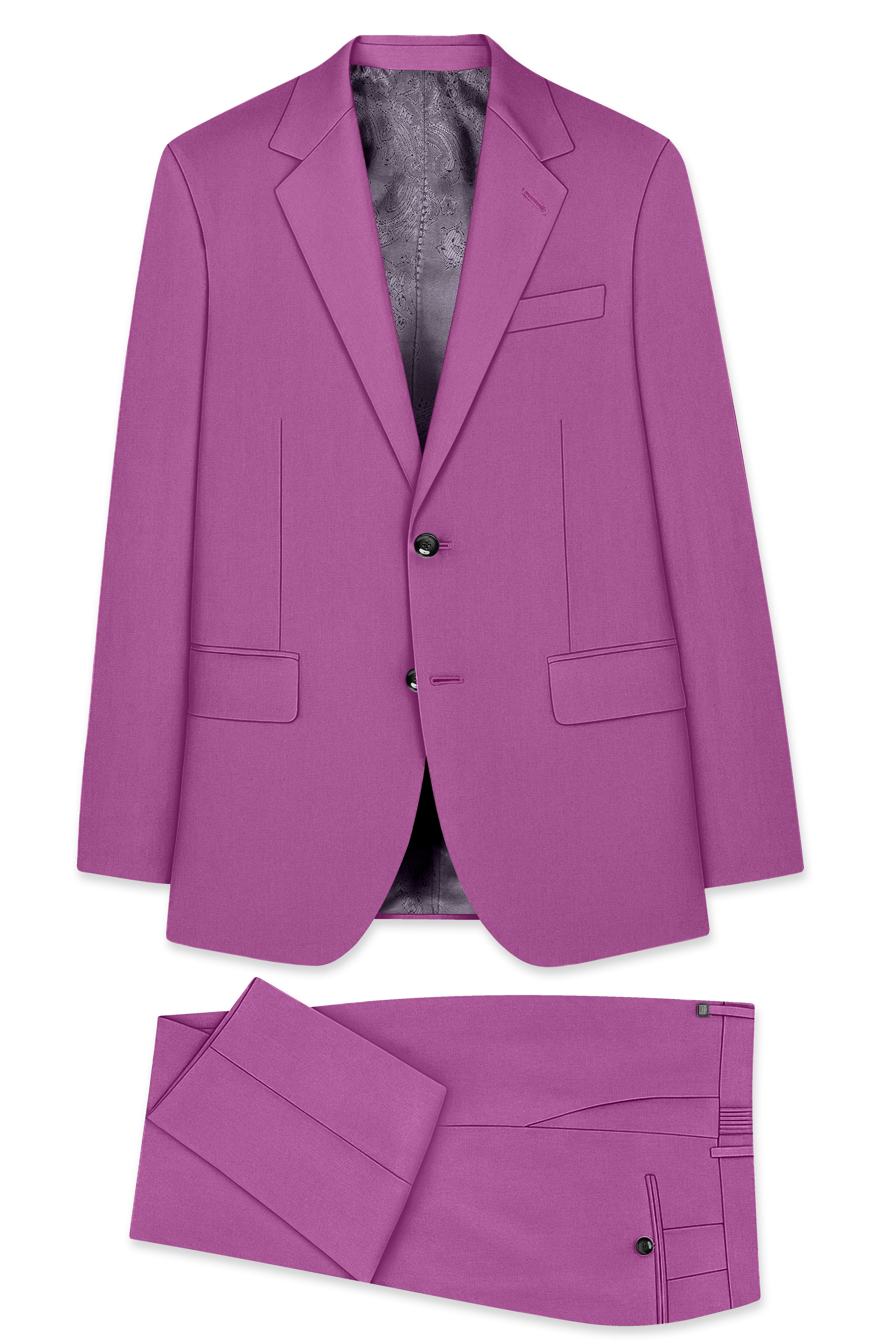 Rosvoy-Trendy Pink Wool Rich Single Breasted Stretchable Traveler Suit