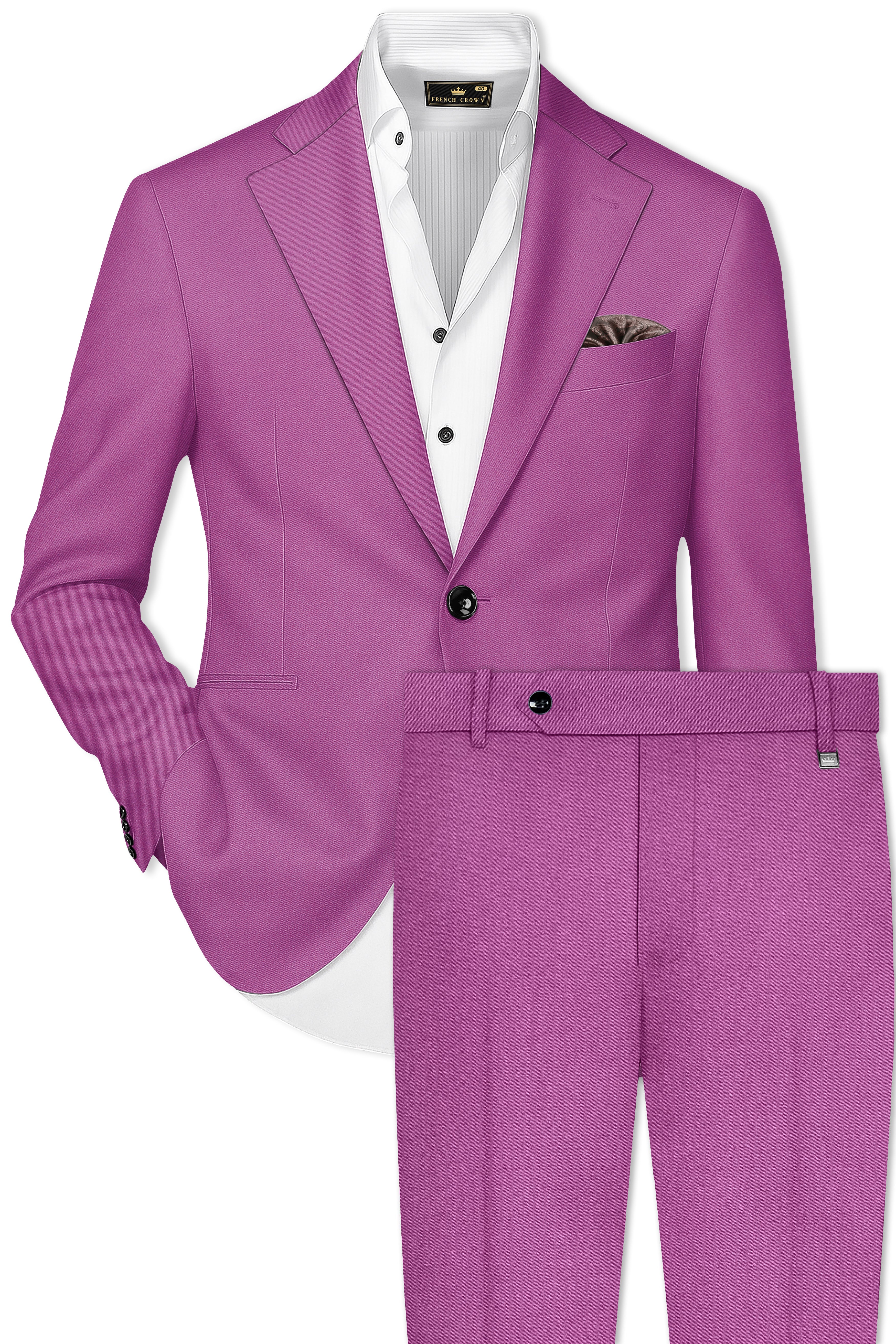Rosvoy-Trendy Pink Wool Rich Single Breasted Stretchable Traveler Suit