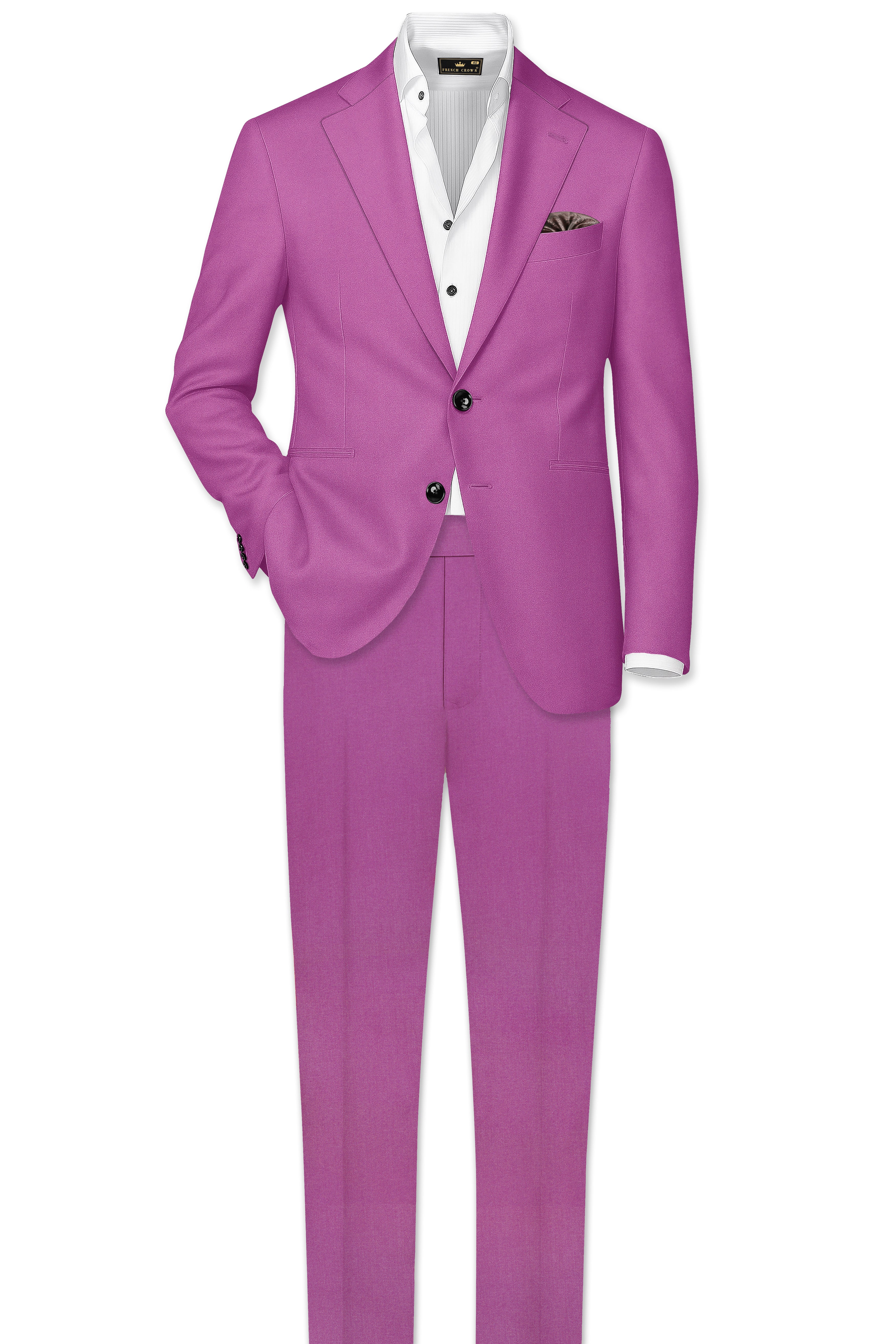 Rosvoy-Trendy Pink Wool Rich Single Breasted Stretchable Traveler Suit