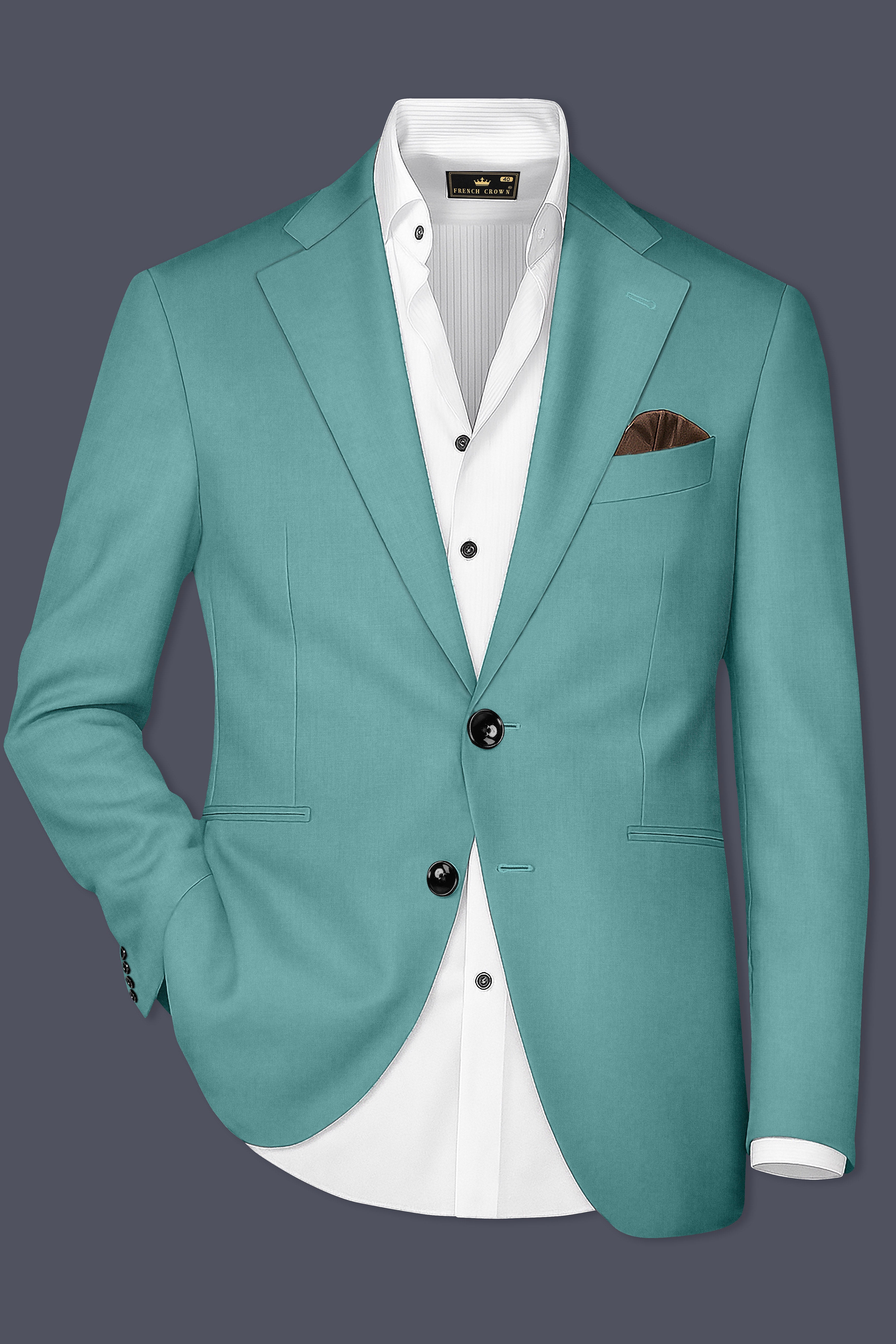 Travirid-Gothic Green Wool Rich Single Breasted Stretchable Traveler Suit