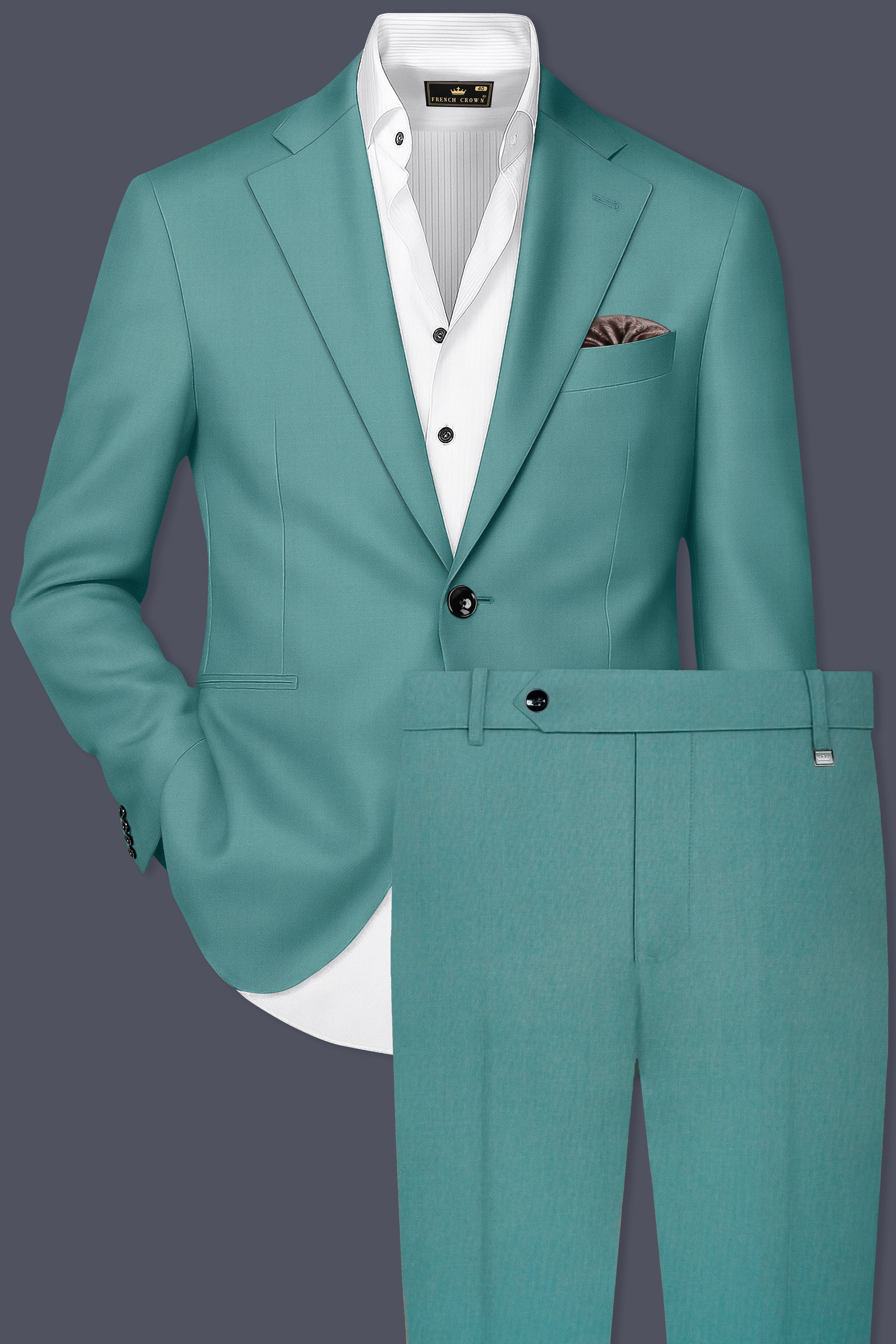 Travirid-Gothic Green Wool Rich Single Breasted Stretchable Traveler Suit