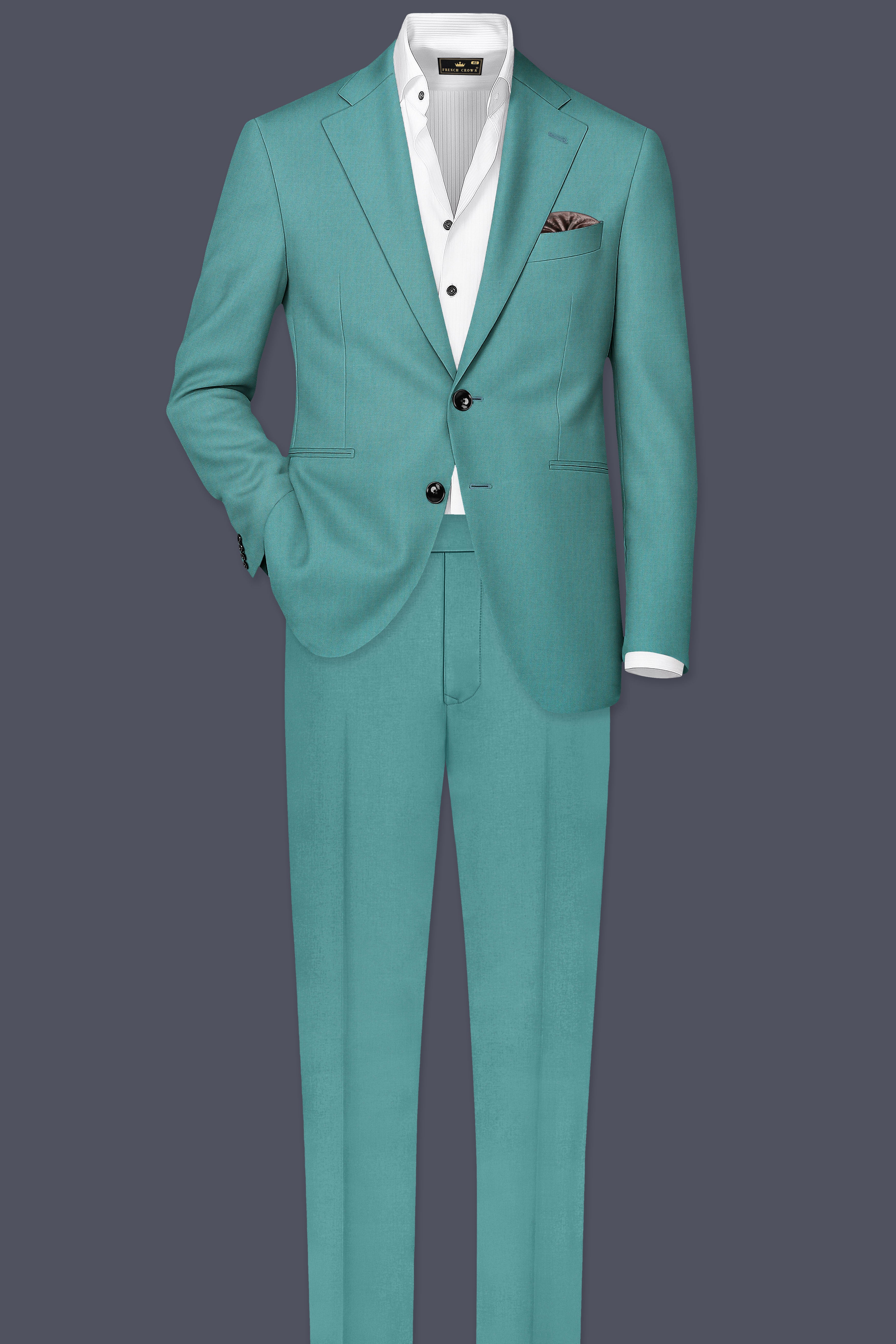 Travirid-Gothic Green Wool Rich Single Breasted Stretchable Traveler Suit