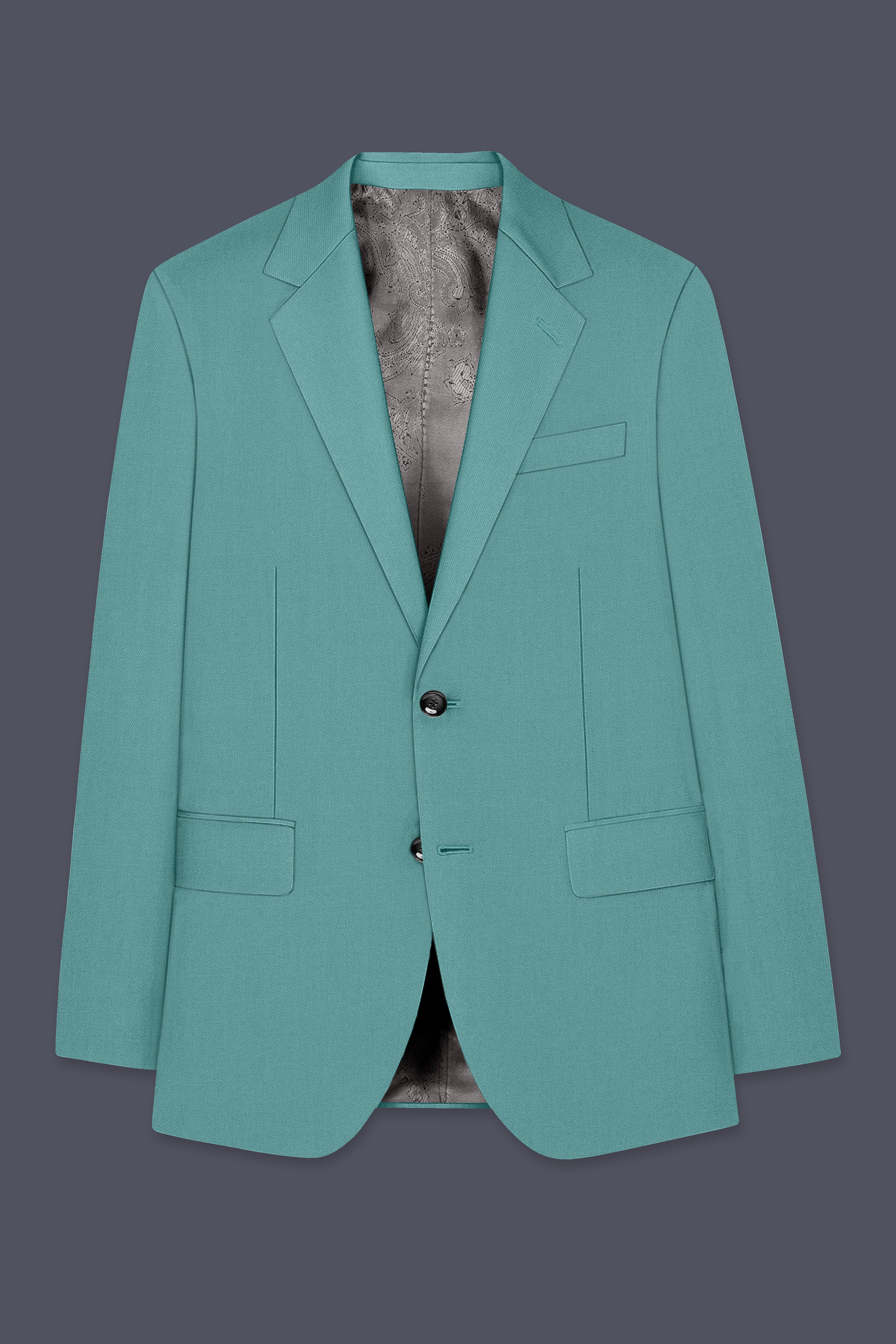 Travirid-Gothic Green Wool Rich Single Breasted Stretchable Traveler Suit