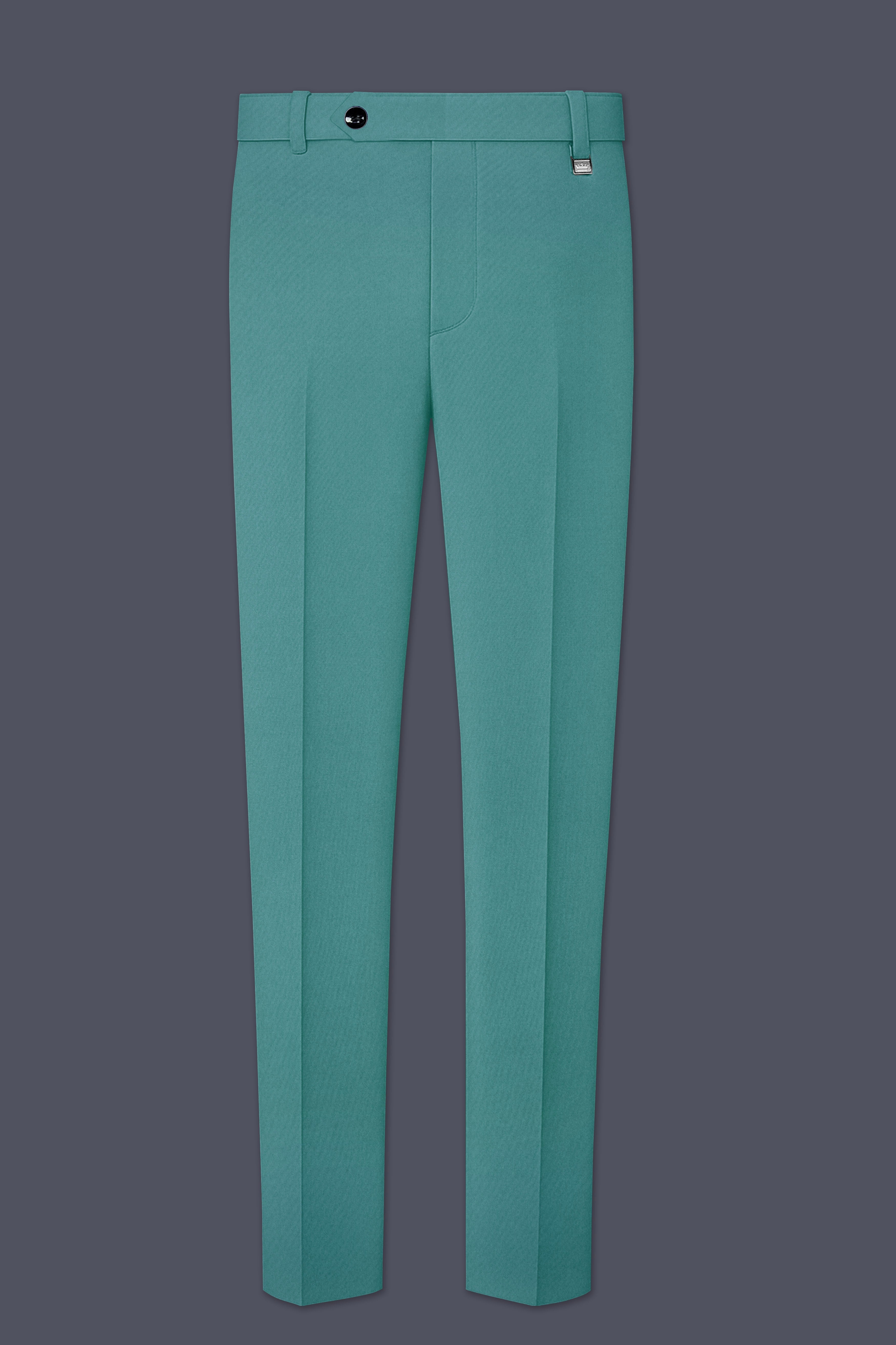 Travirid-Gothic Green Wool Rich Bandhgala Stretchable Traveler Suit