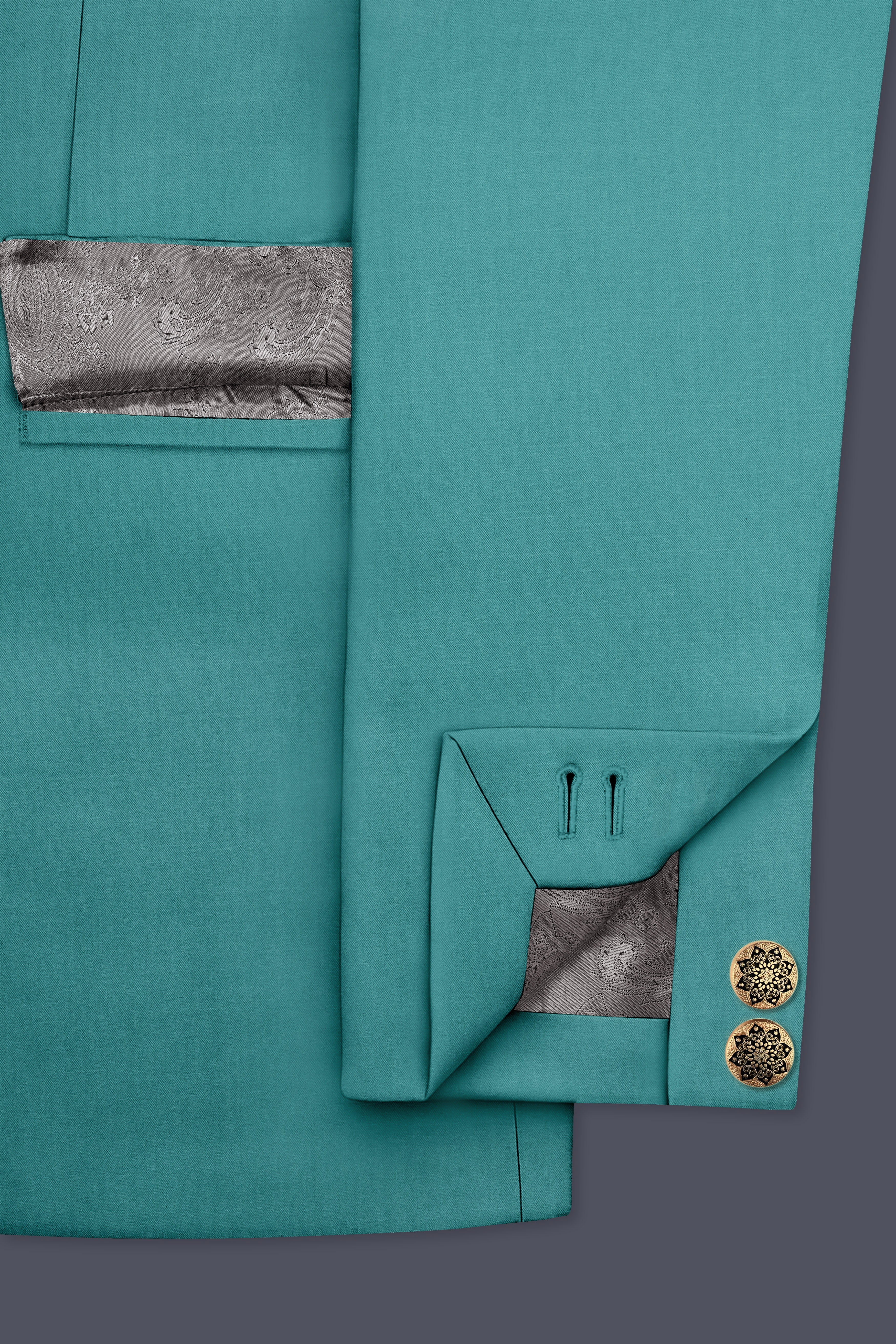 Travirid-Gothic Green Wool Rich Bandhgala Stretchable Traveler Suit